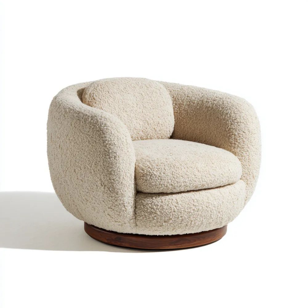 Fauteuil bouclé Beige 80x80x75 cm - Design moderne