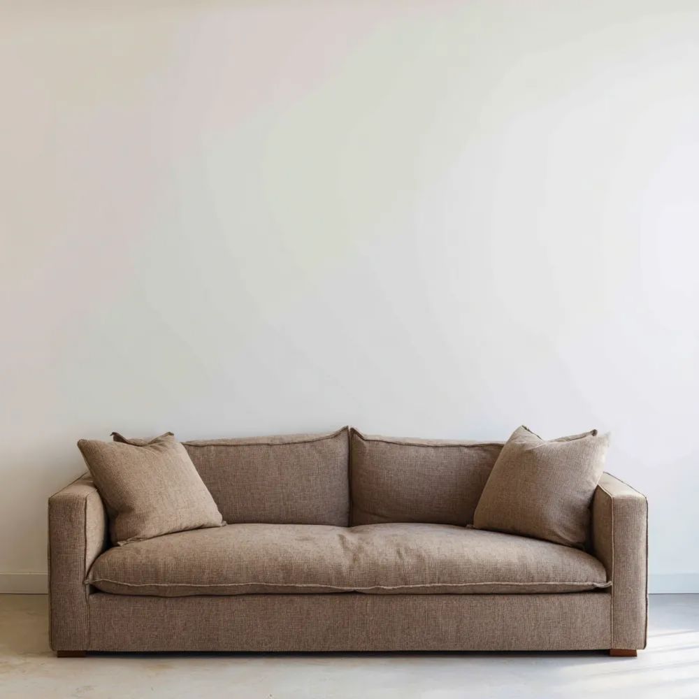 Canapé deux places en tissu 200x95x90 cm - Beige - Design moderne