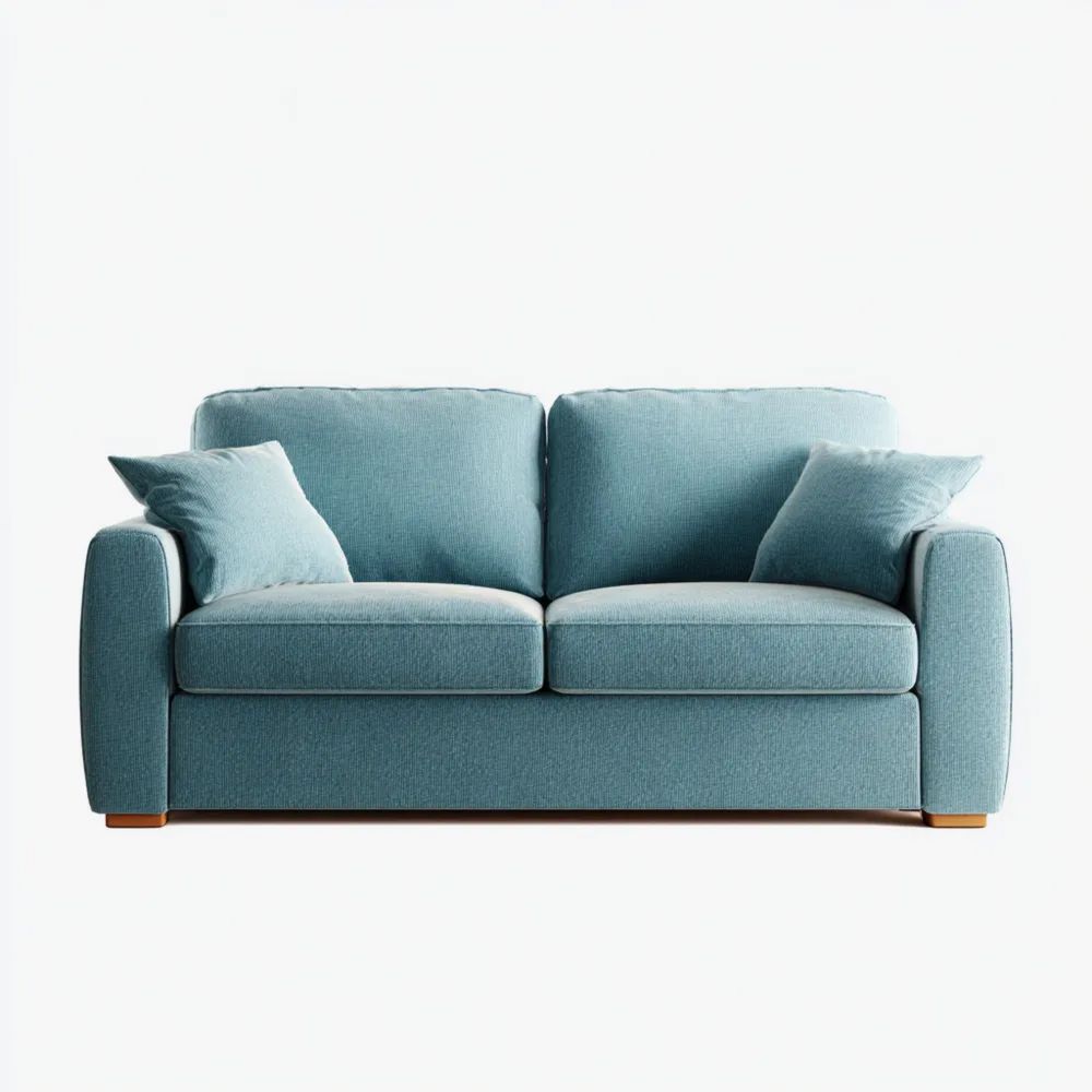 Canapé deux places 150x90x85 cm - Tissu doux - Bleu - Design contemporain