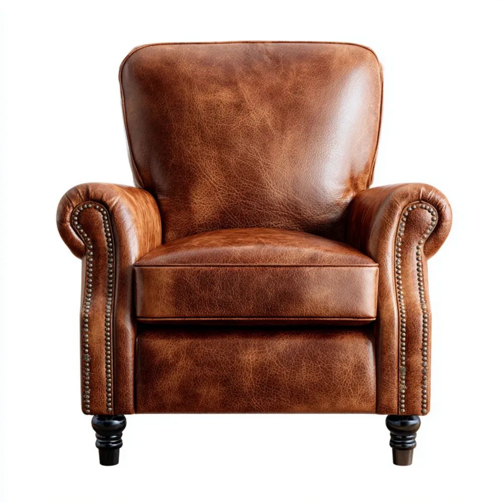 Fauteuil en cuir classique 85x90x80 cm - Marron - Design traditionnel
