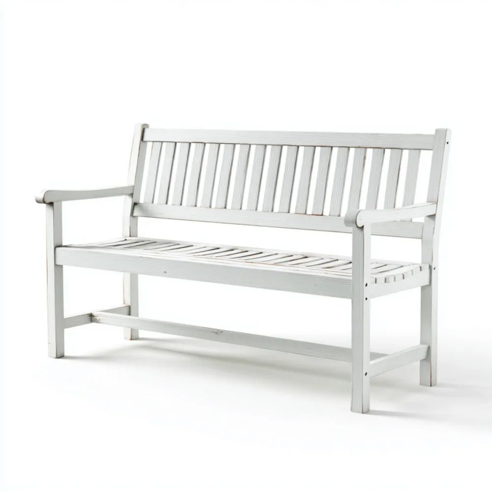 Banc de jardin en bois 150x60x90 cm – Blanc – Design classique