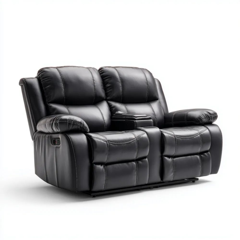 Canapé 2 places en cuir synthétique inclinable – 160x90x100 cm – Noir – Style moderne