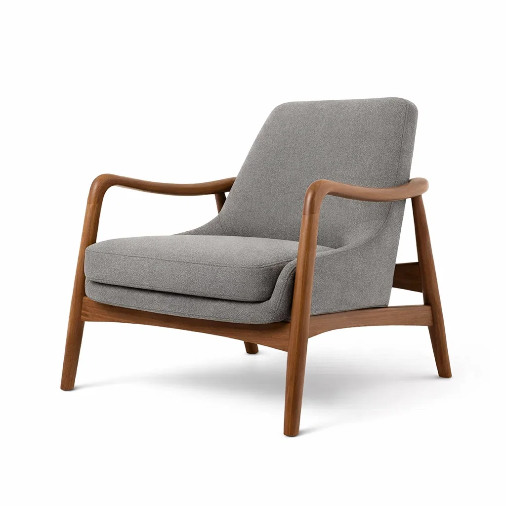 Silln tapizado con brazos de madera-homescapeo