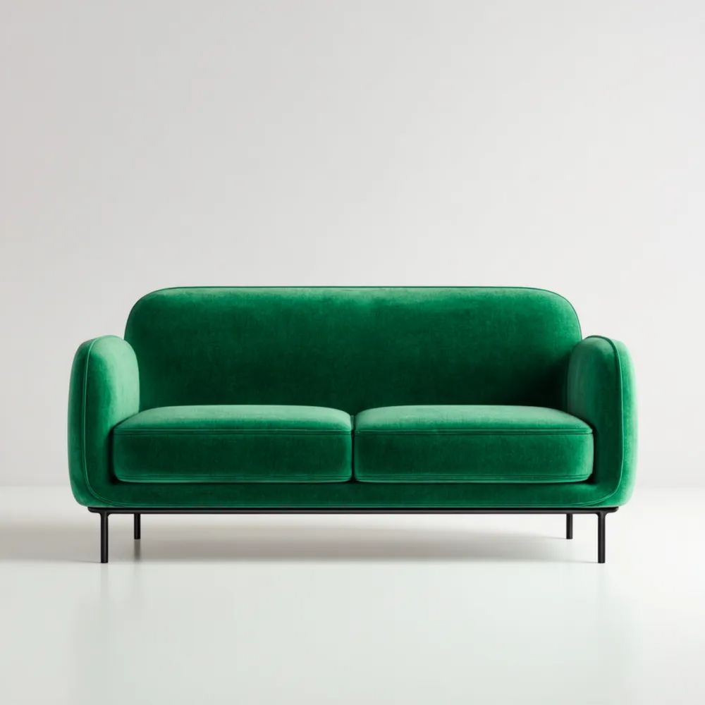 Canapé deux places Velours 150x85x75 cm - Vert Émeraude - Design contemporain