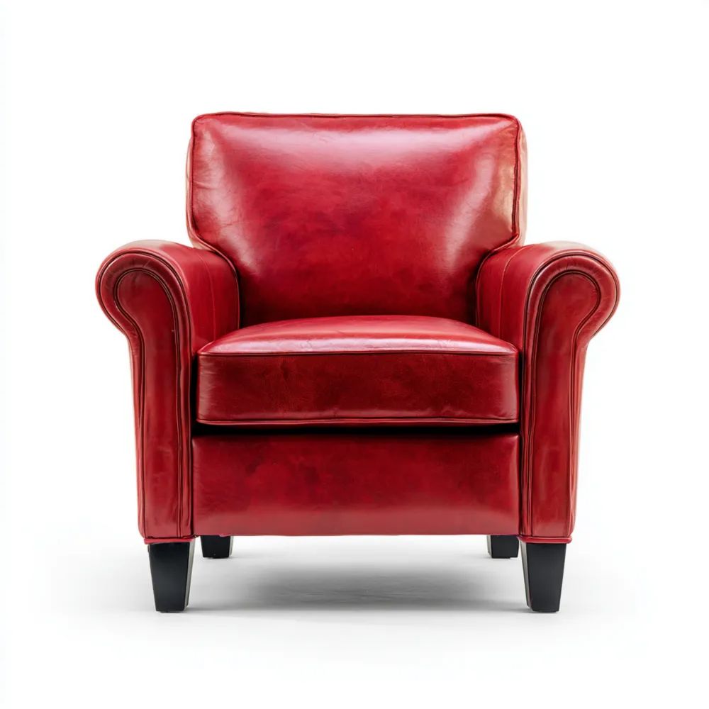 Fauteuil en cuir 70x80x90 cm – Rouge – Design classique