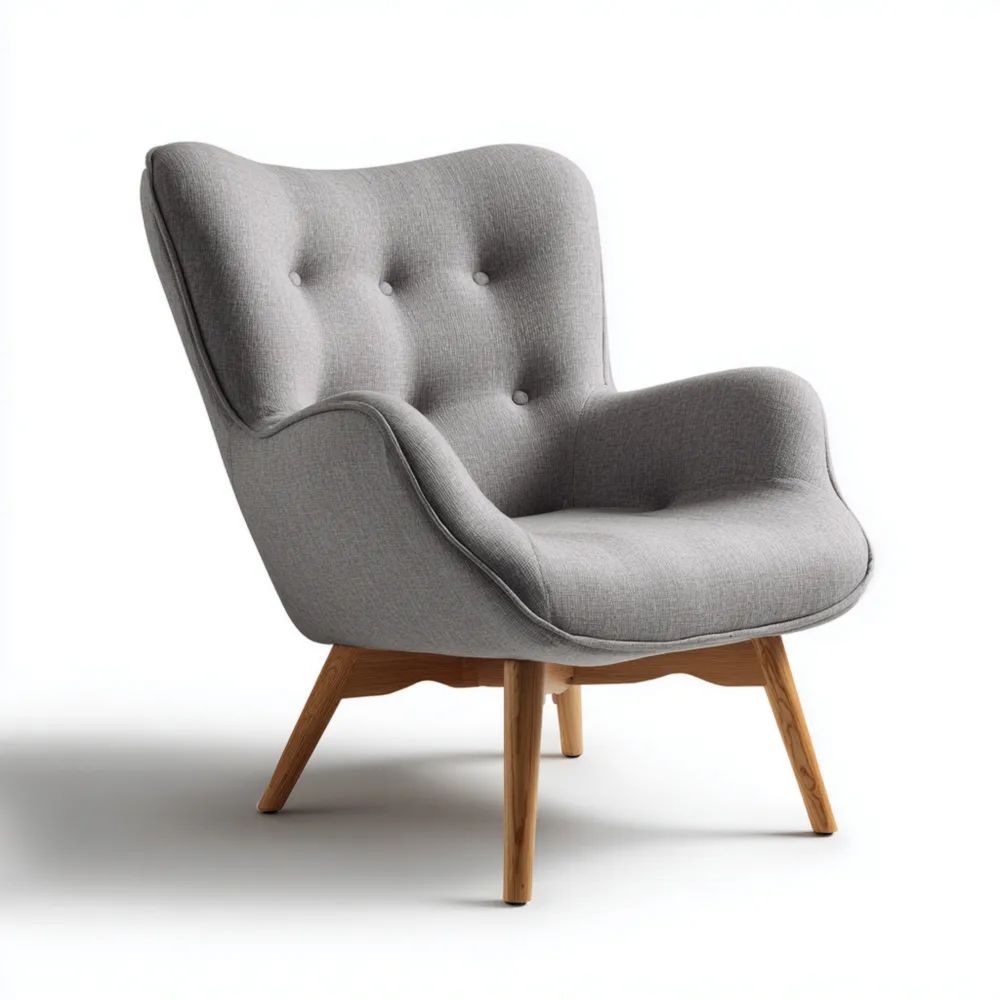 Fauteuil en Tissu 90x85x100 cm - Gris Clair - Design Moderne
