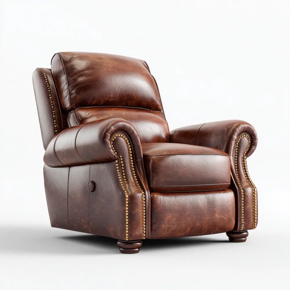 Fauteuil inclinable Cuir Véritable 85x90x100 cm Marron Classique