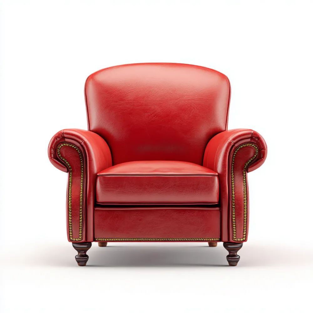 Fauteuil en Cuir 100x90x85 cm – Rouge – Design Classique