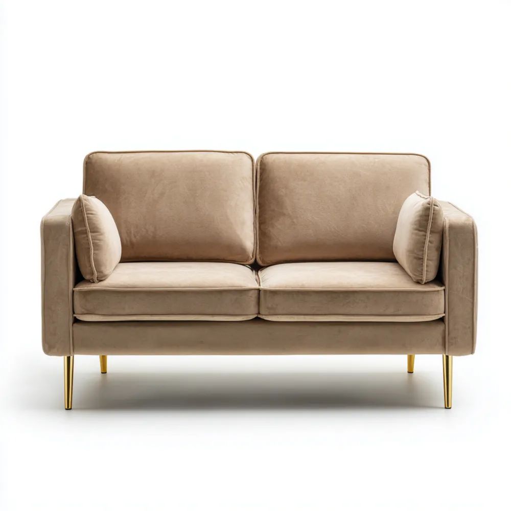 Canapé Deux Places en Velours 150x85x75 cm - Beige