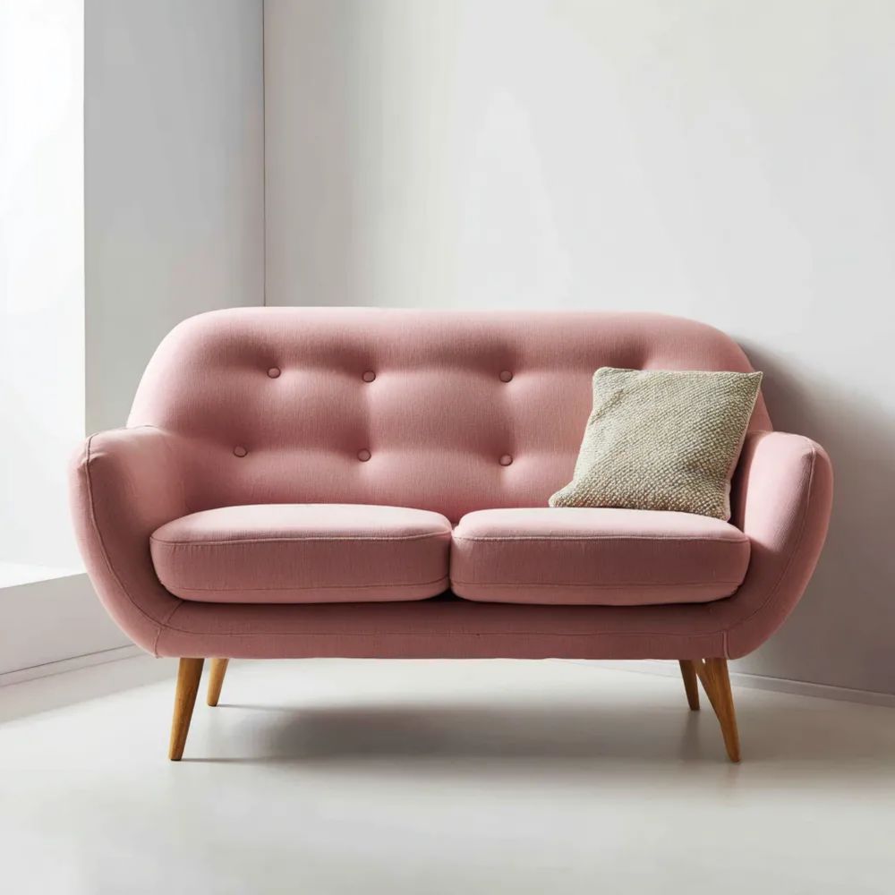 Canapé deux places tissu 150x85x75 cm – Rose – Design moderne