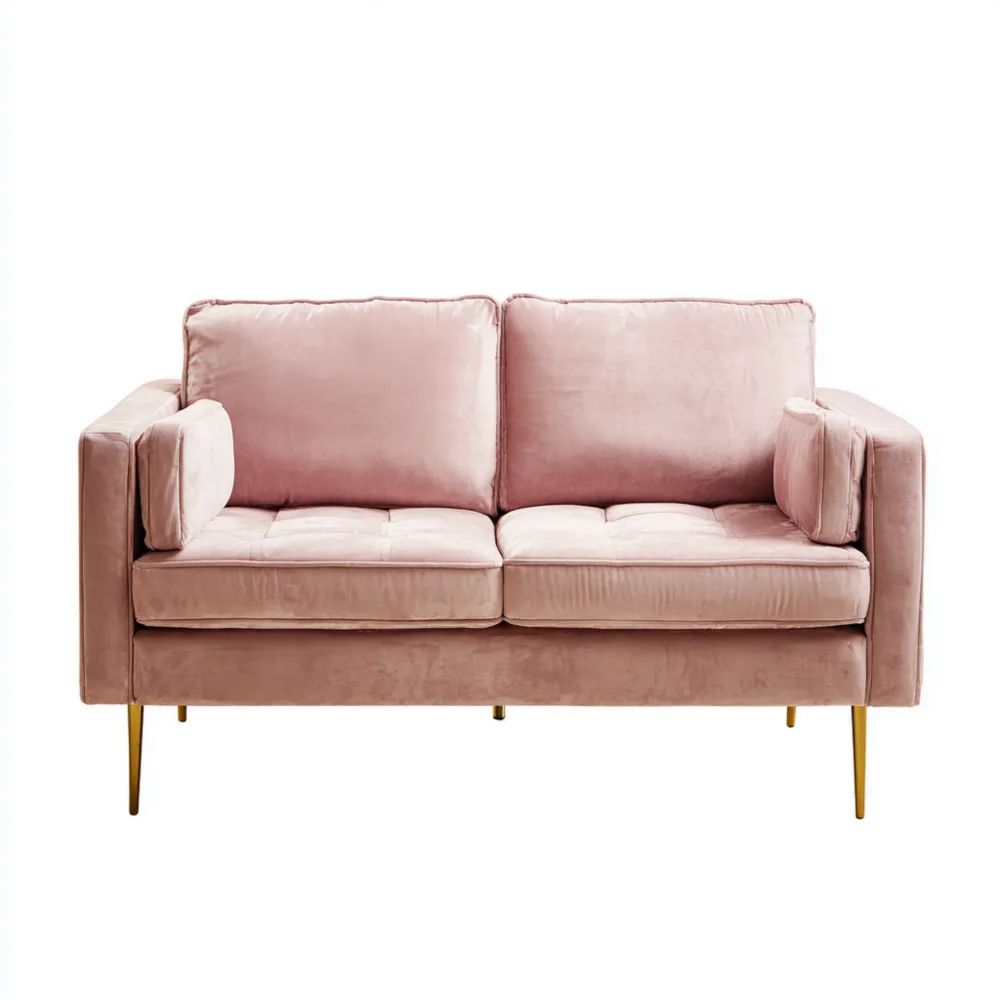 Canapé deux places Velours 150x85x80 cm - Rose - Design Moderne