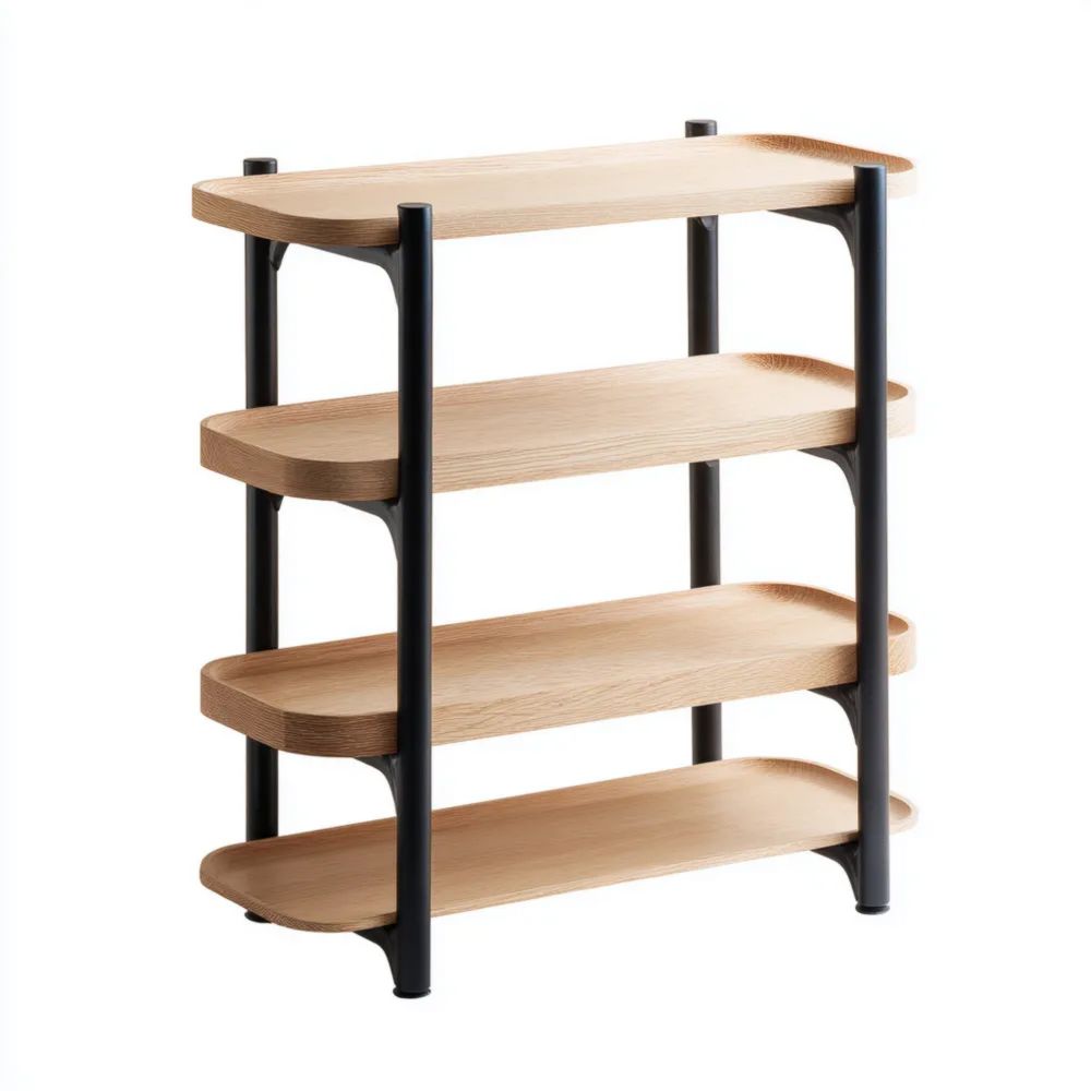 Étagère de rangement 80x30x90 cm Bois Clair/Noir - Design Moderne
