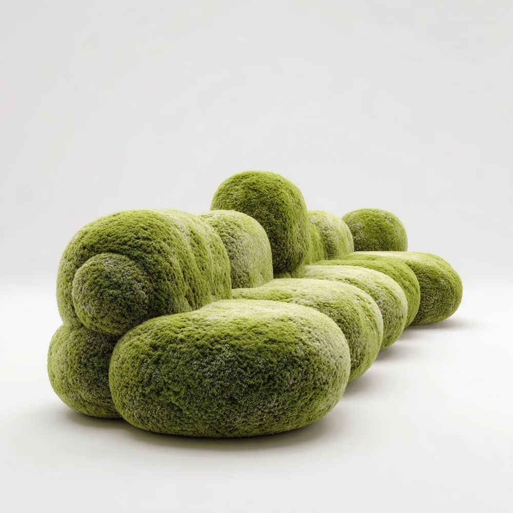 Canapé Modulable Tissu Velours 250x100x80 cm - Vert Mousse - Design Organique