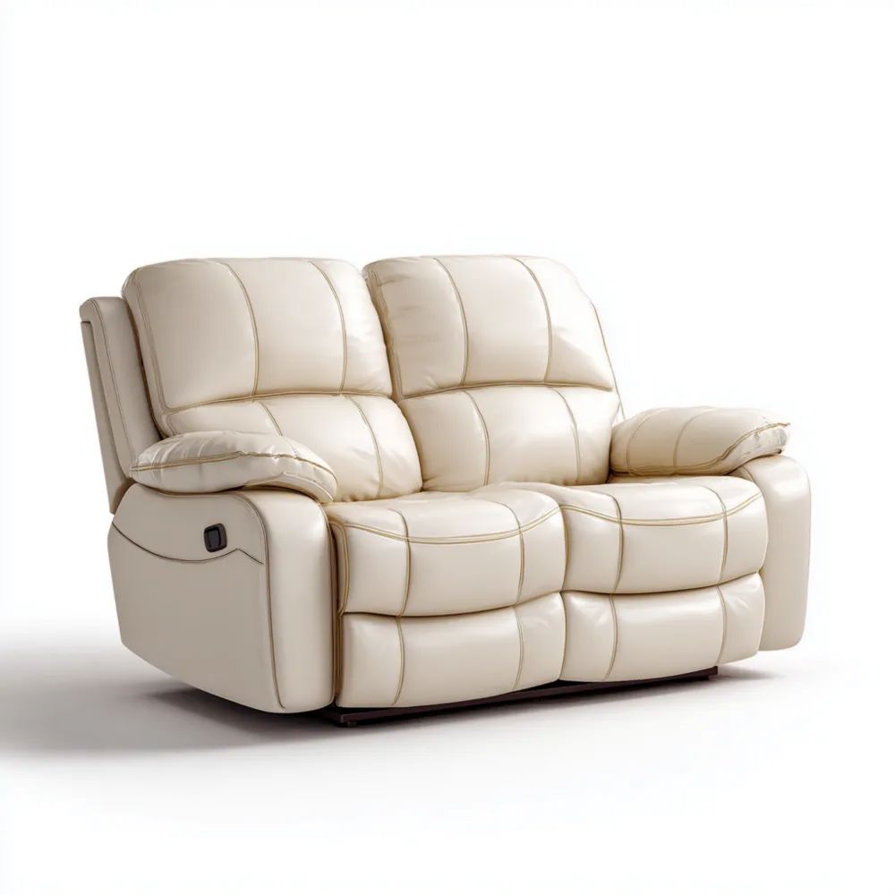 Canapé deux places en cuir Beige 150x85x100 cm – Design moderne avec repose-pieds