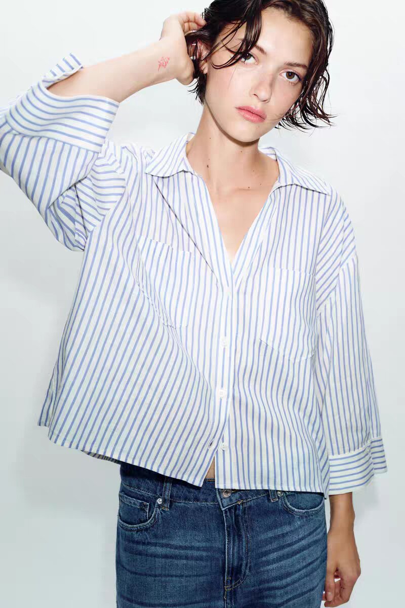 Linen blend 3/4 sleeve shirt