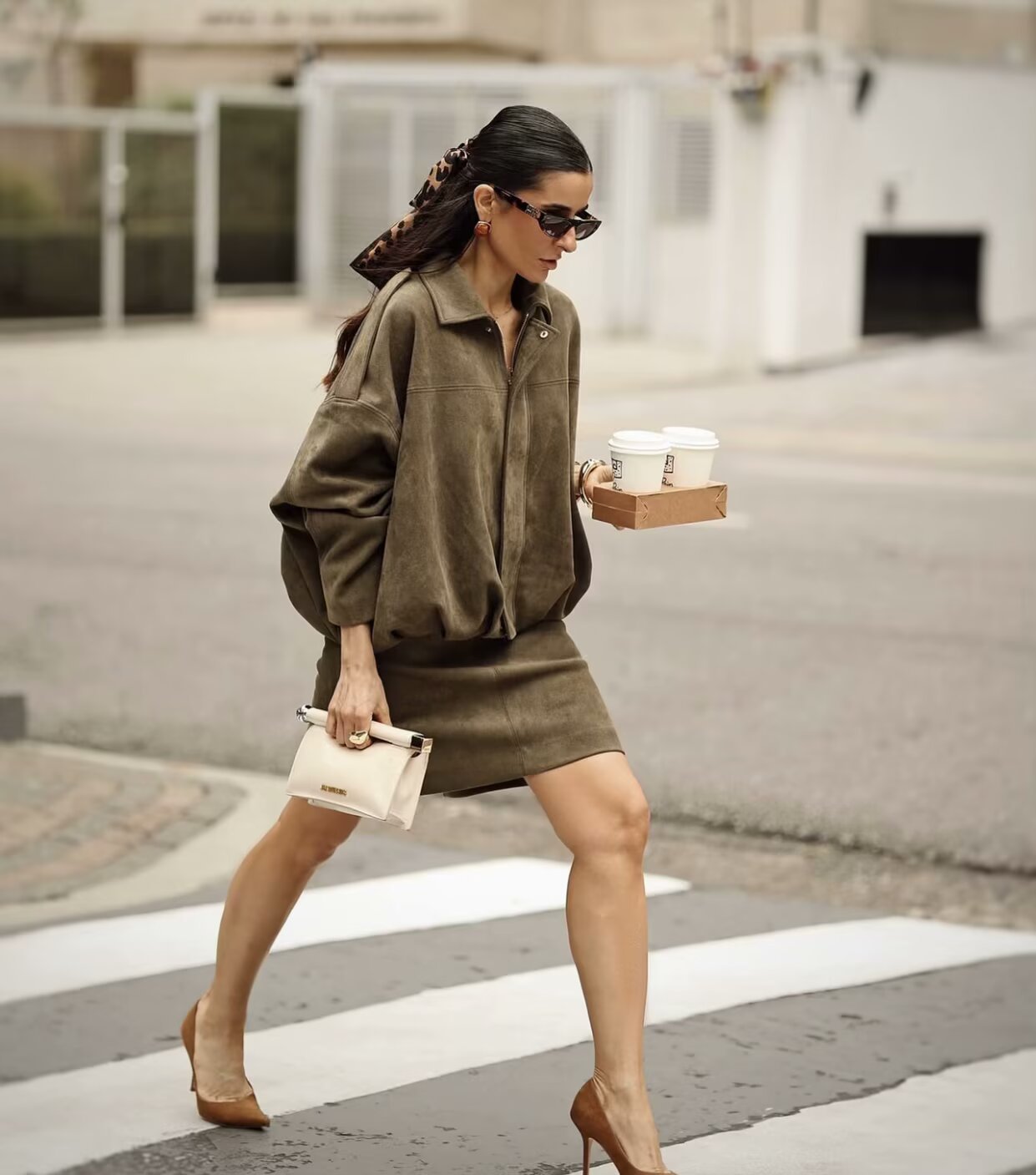 Suede bomber jacket