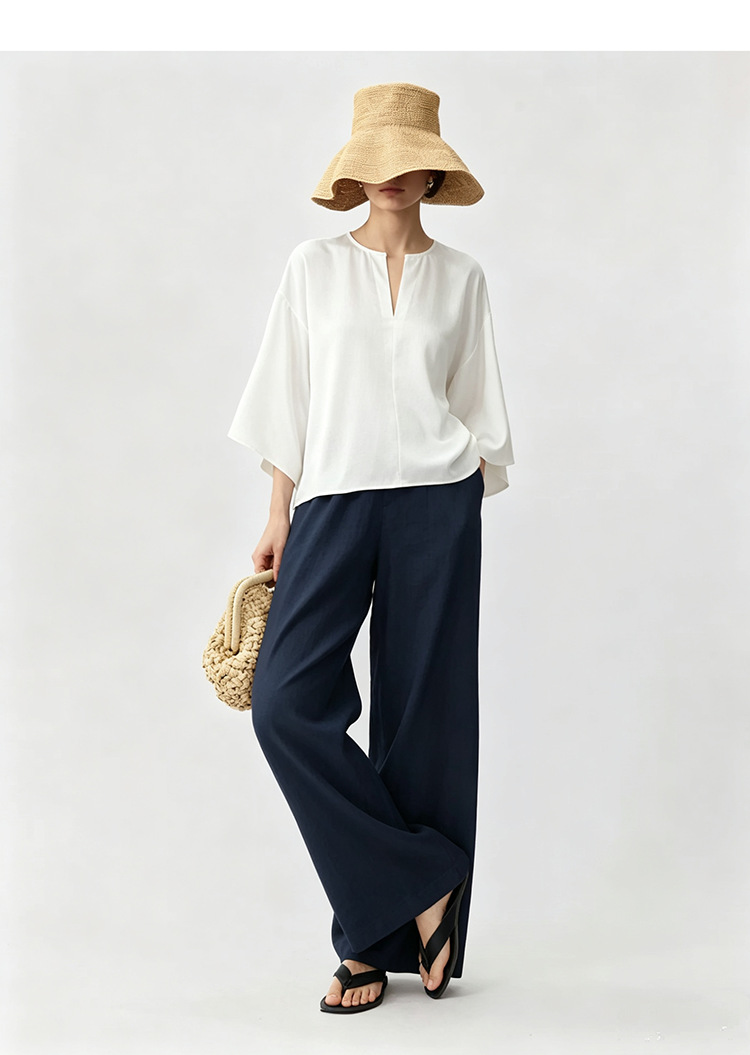 Linen wide-leg pants
