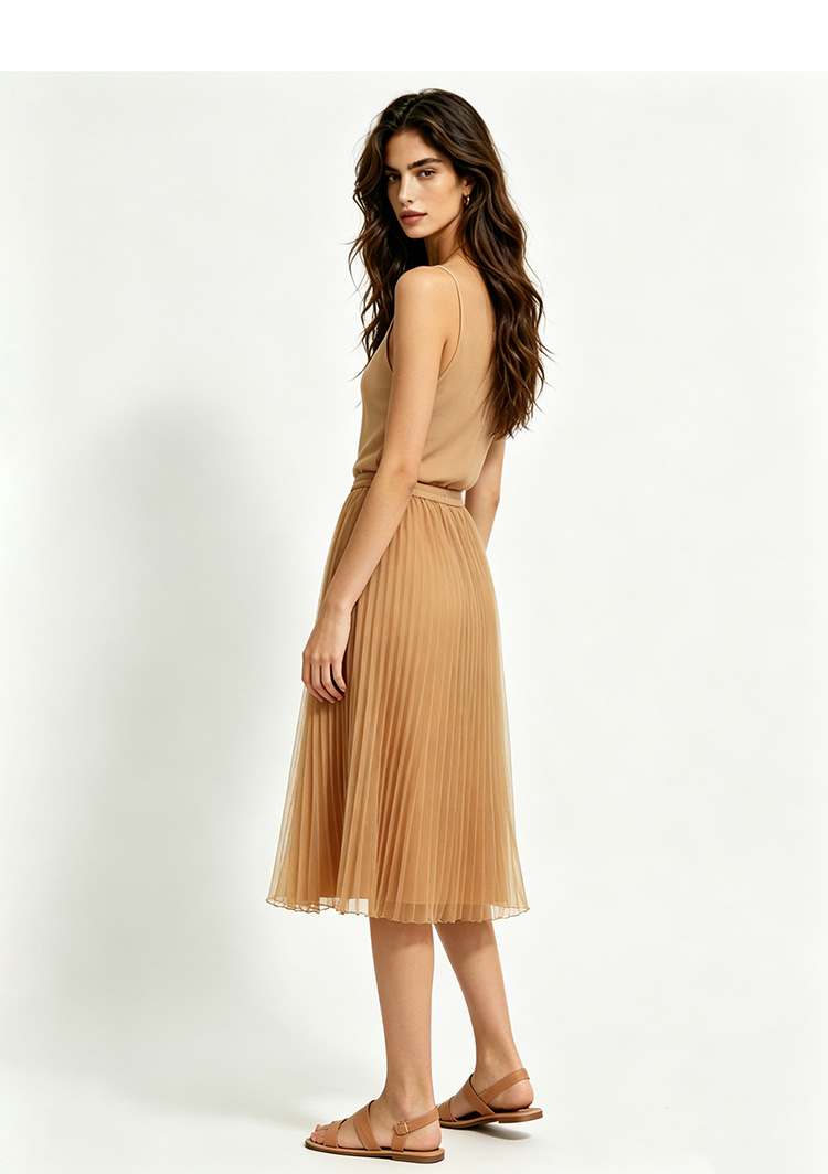 Pleated mesh skirt