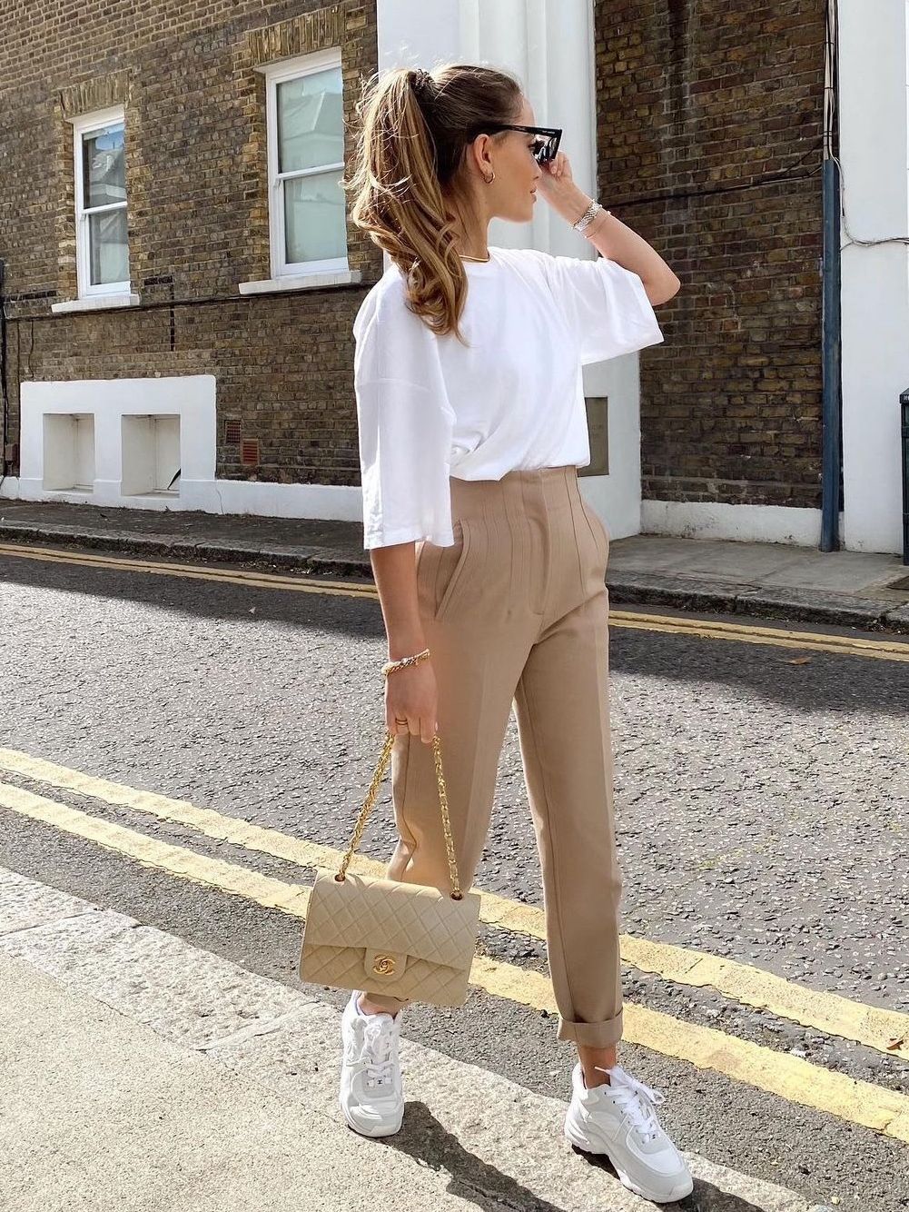 Slim cropped casual pants