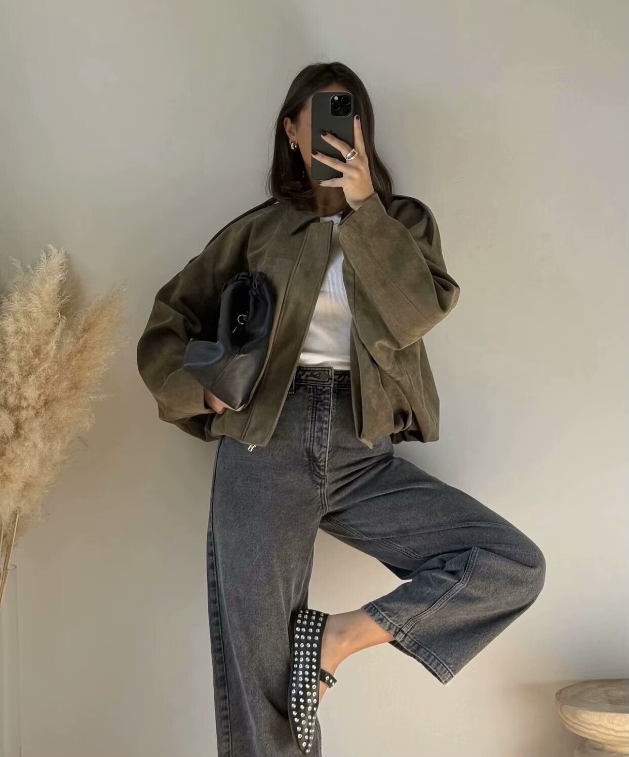 Suede bomber jacket