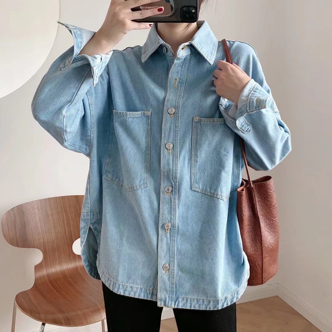 Casual washed denim shirt