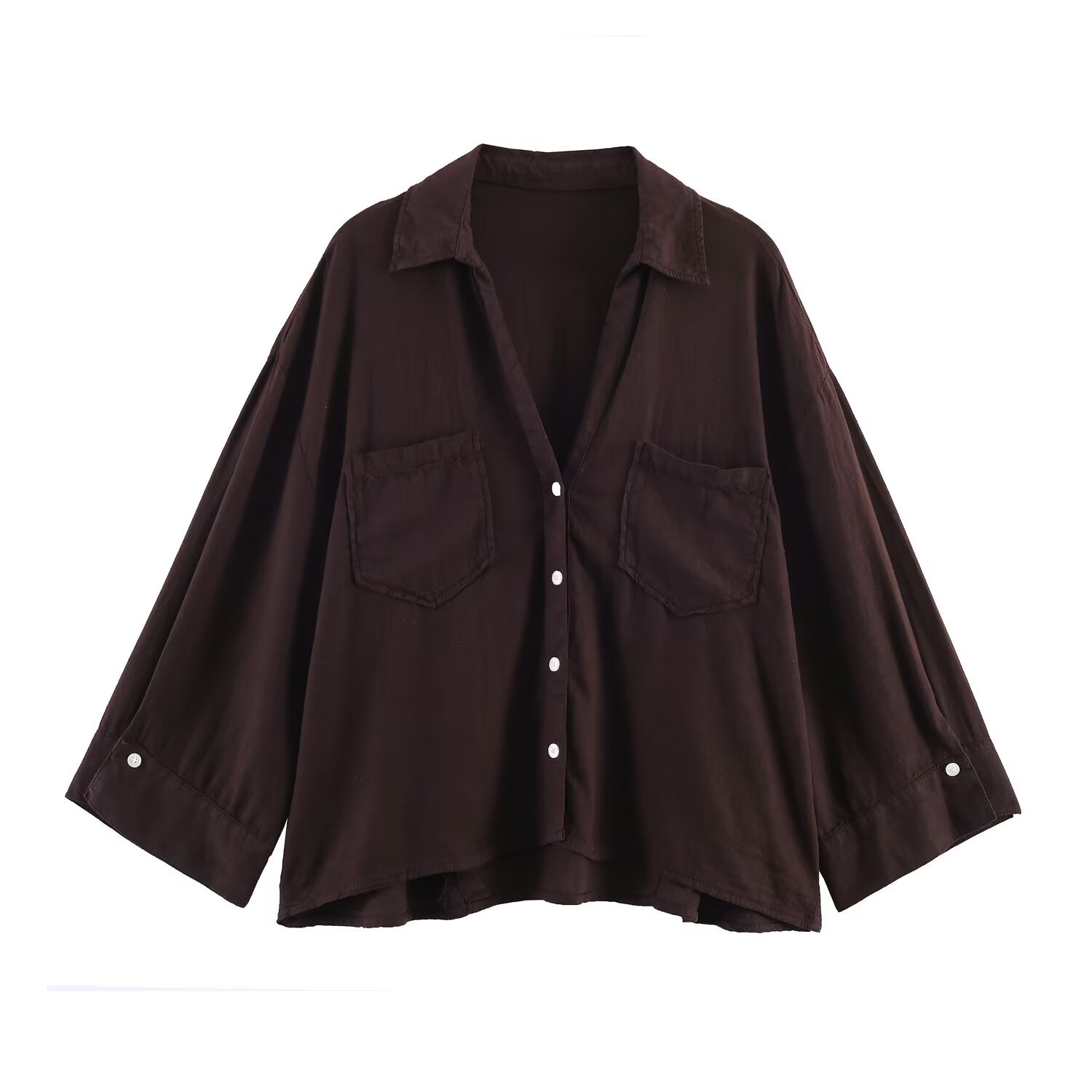 Linen blend 3/4 sleeve shirt