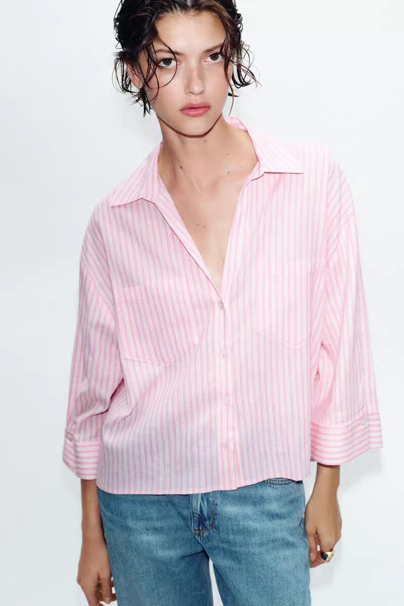 Linen blend 3/4 sleeve shirt