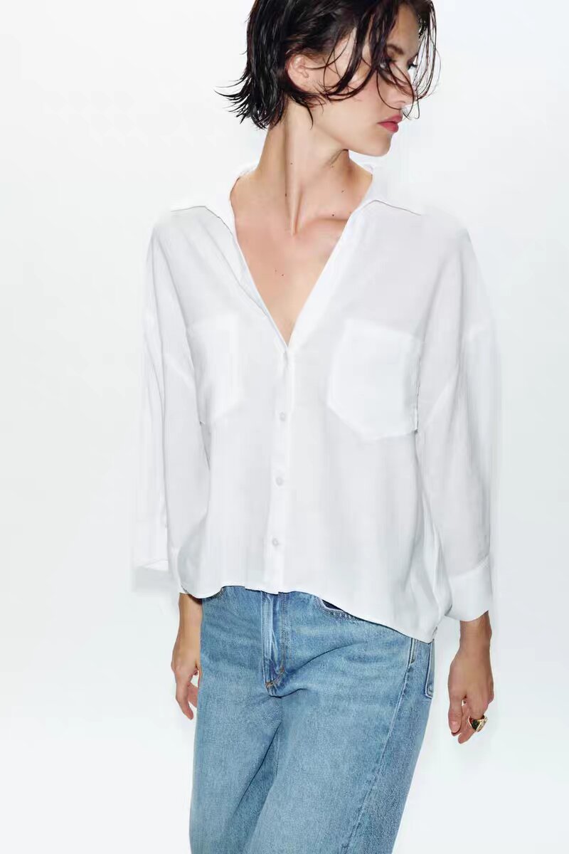 Linen blend 3/4 sleeve shirt