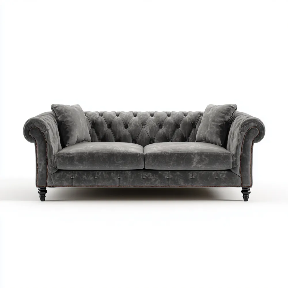 2-Sitzer-Sofa Samt 200x90x85 cm - Dunkelgrau - Chesterfield-Design