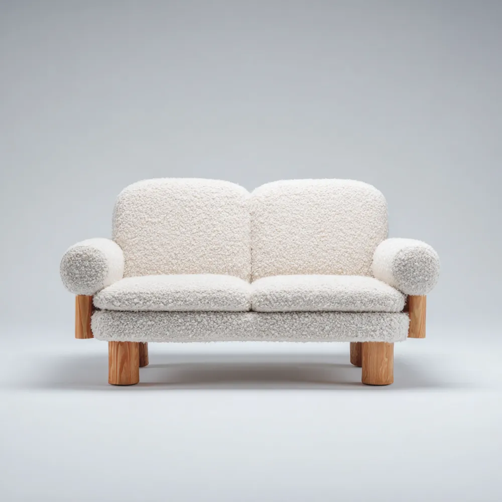 2-Sitzer-Sofa Teddy-Stoff 150x90x80 cm - Cremeweiß - Skandinavisches Design