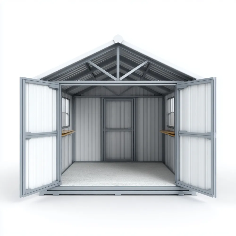 Metall Geräteschuppen 250x300x210 cm - Silber - Witterungsbeständig