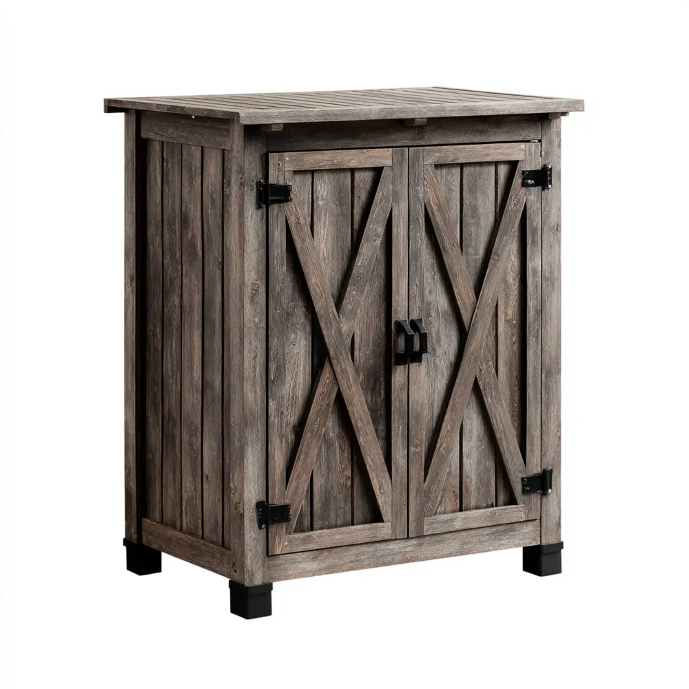 Rustikaler Holz Geräteschuppen mit Doppeltüren - 80x50x100 cm