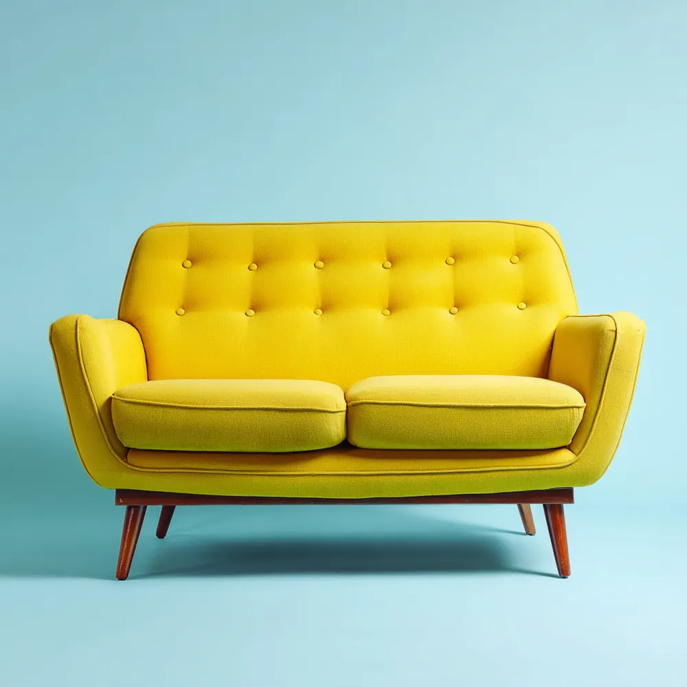 2-Sitzer-Sofa 150x85x80 cm – Gelb – Retro-Design