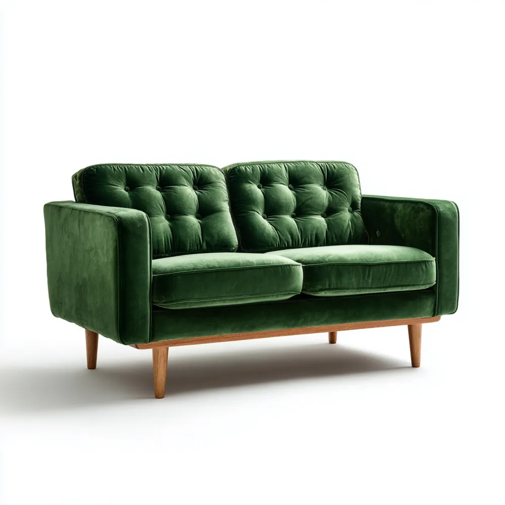 2-Sitzer-Sofa Samtpolster 145x85x78 cm – Grün – Skandinavischer Stil