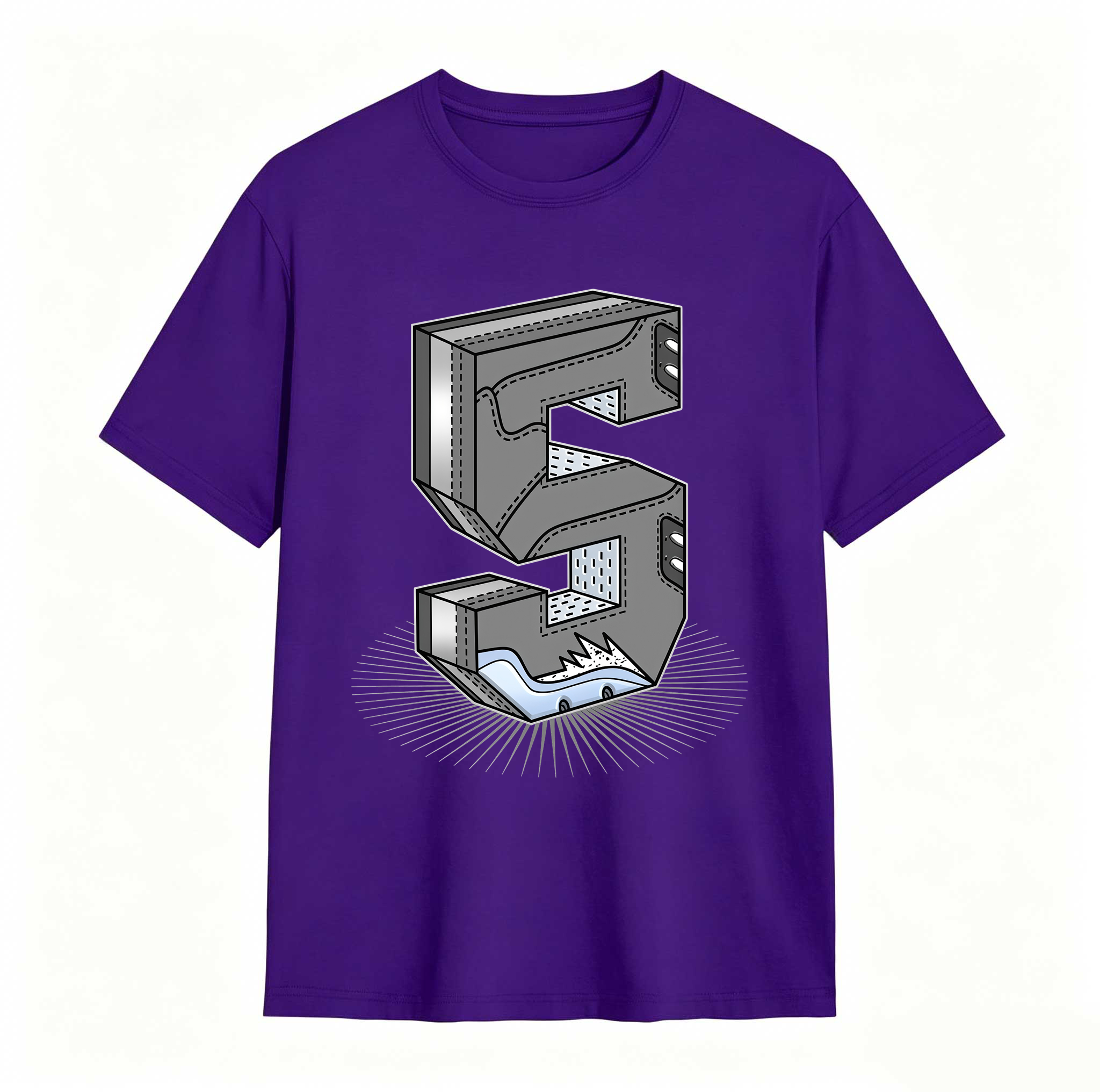 Number Statue Sneaker Tees - Match Air Jordan 5 Wolf Grey