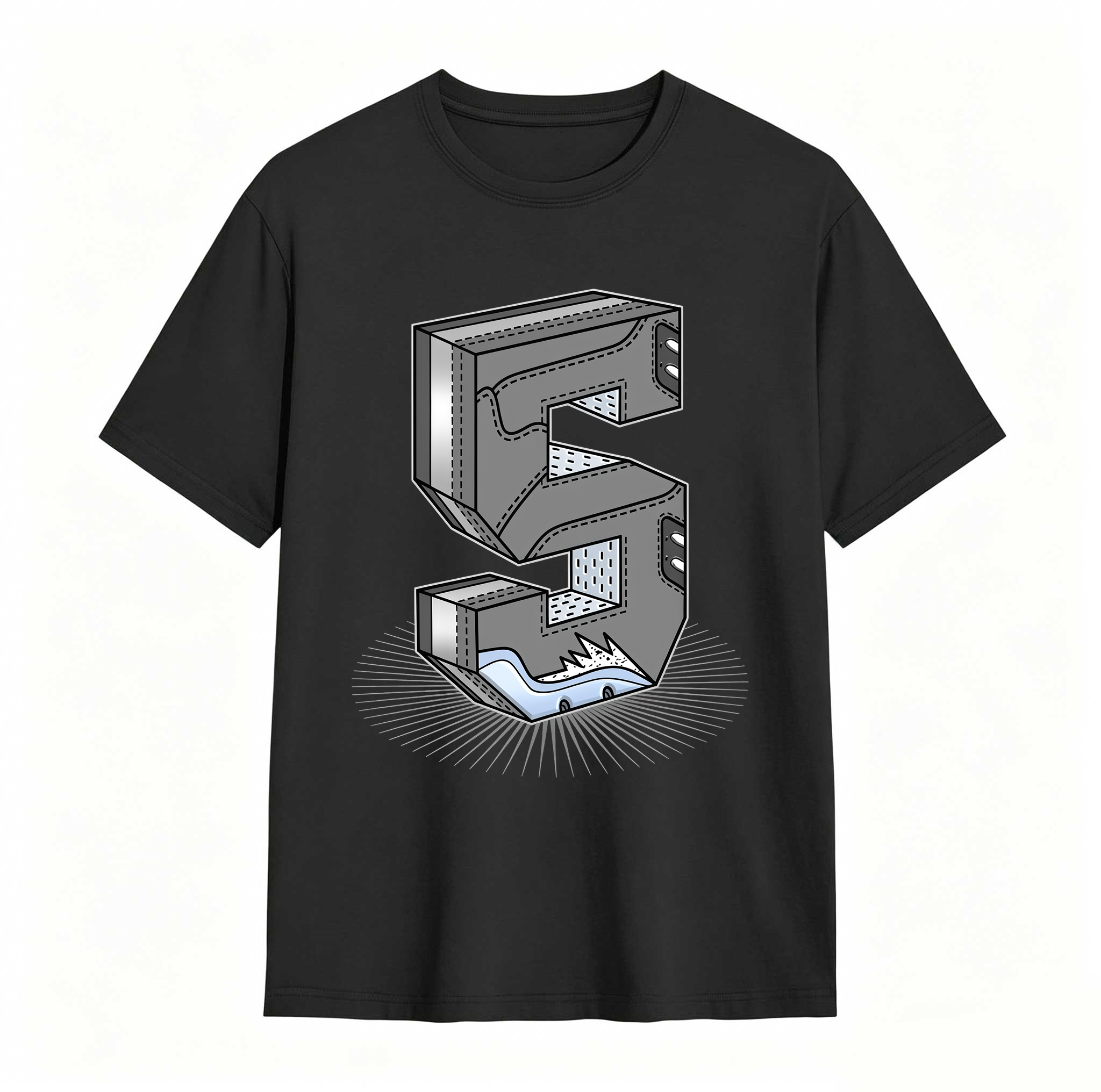 Number Statue Sneaker Tees - Match Air Jordan 5 Wolf Grey