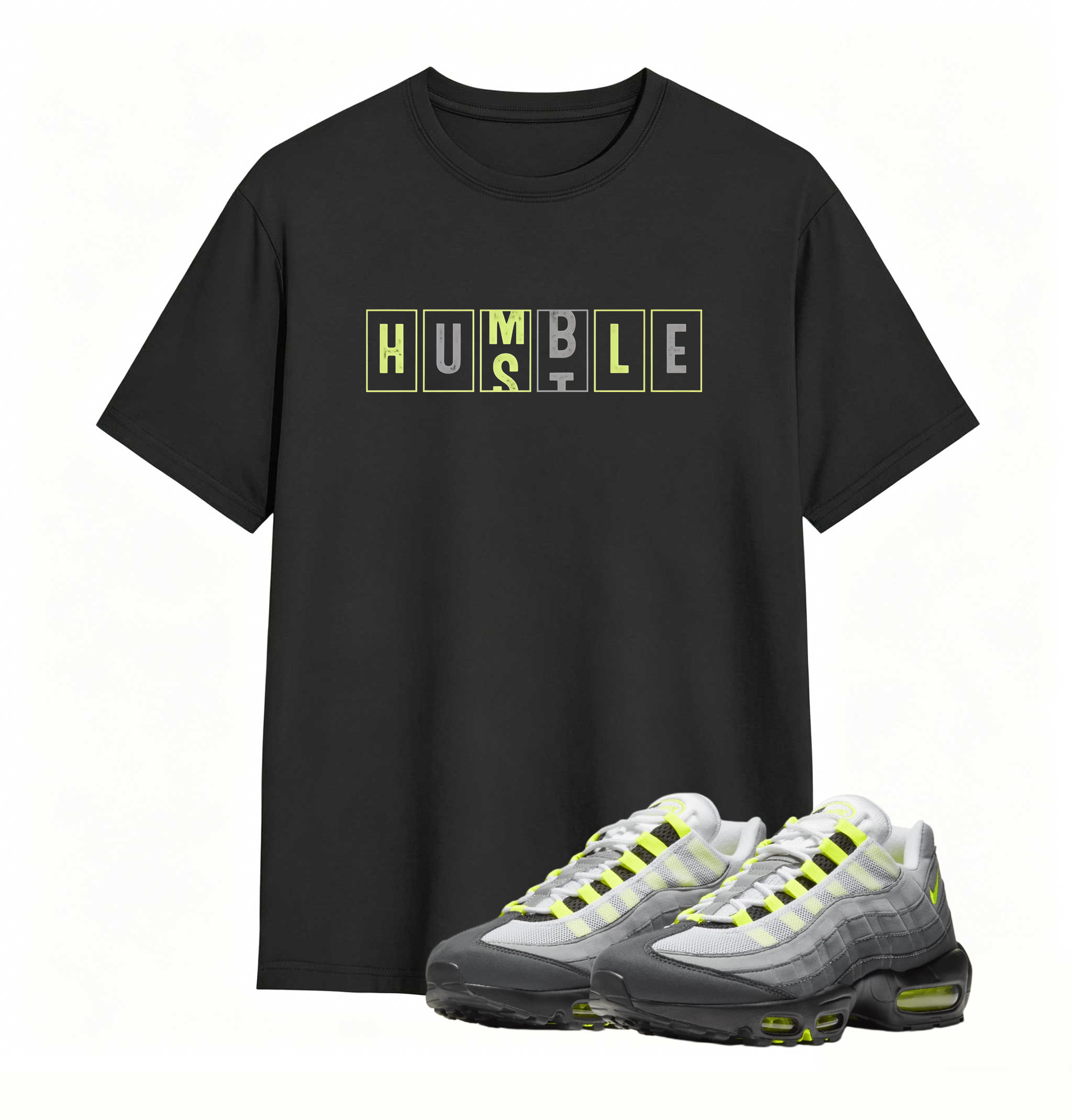 Air Max 95 OG Neon Yellow Matching Hustle Humble Shirt