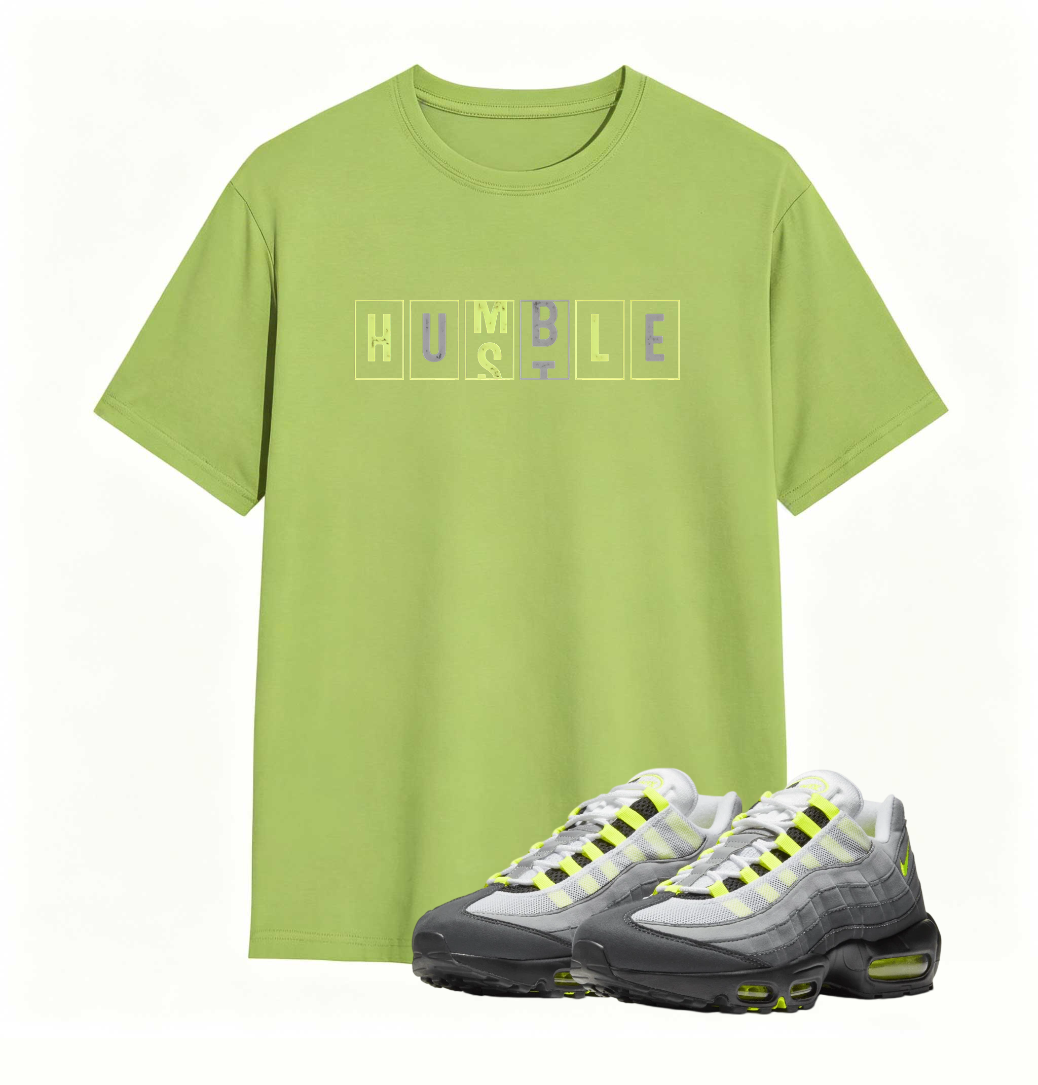 Air Max 95 OG Neon Yellow Matching Hustle Humble Shirt