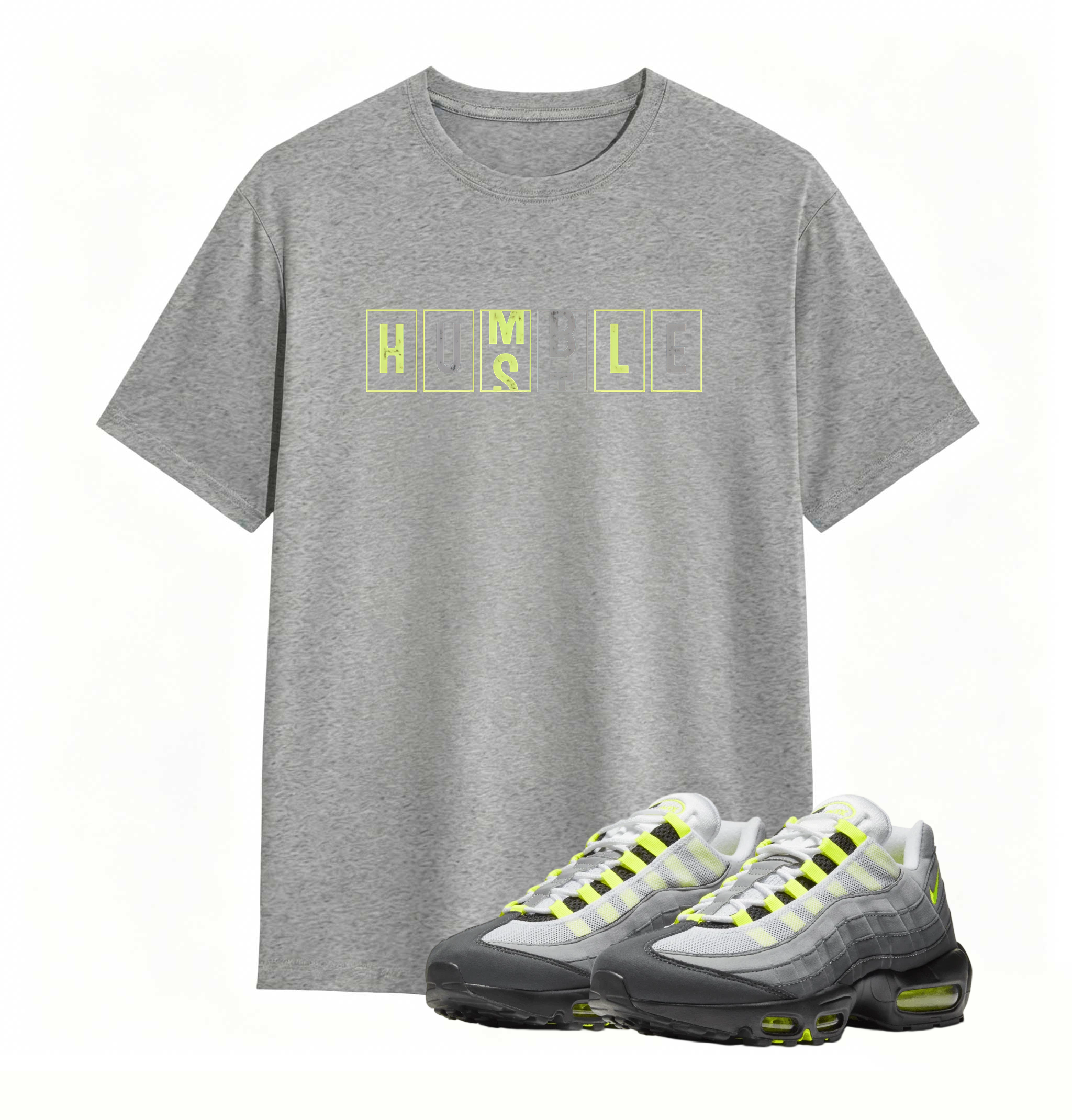 Air Max 95 OG Big Bubble Neon,Matching Hustle Humble Tshirt