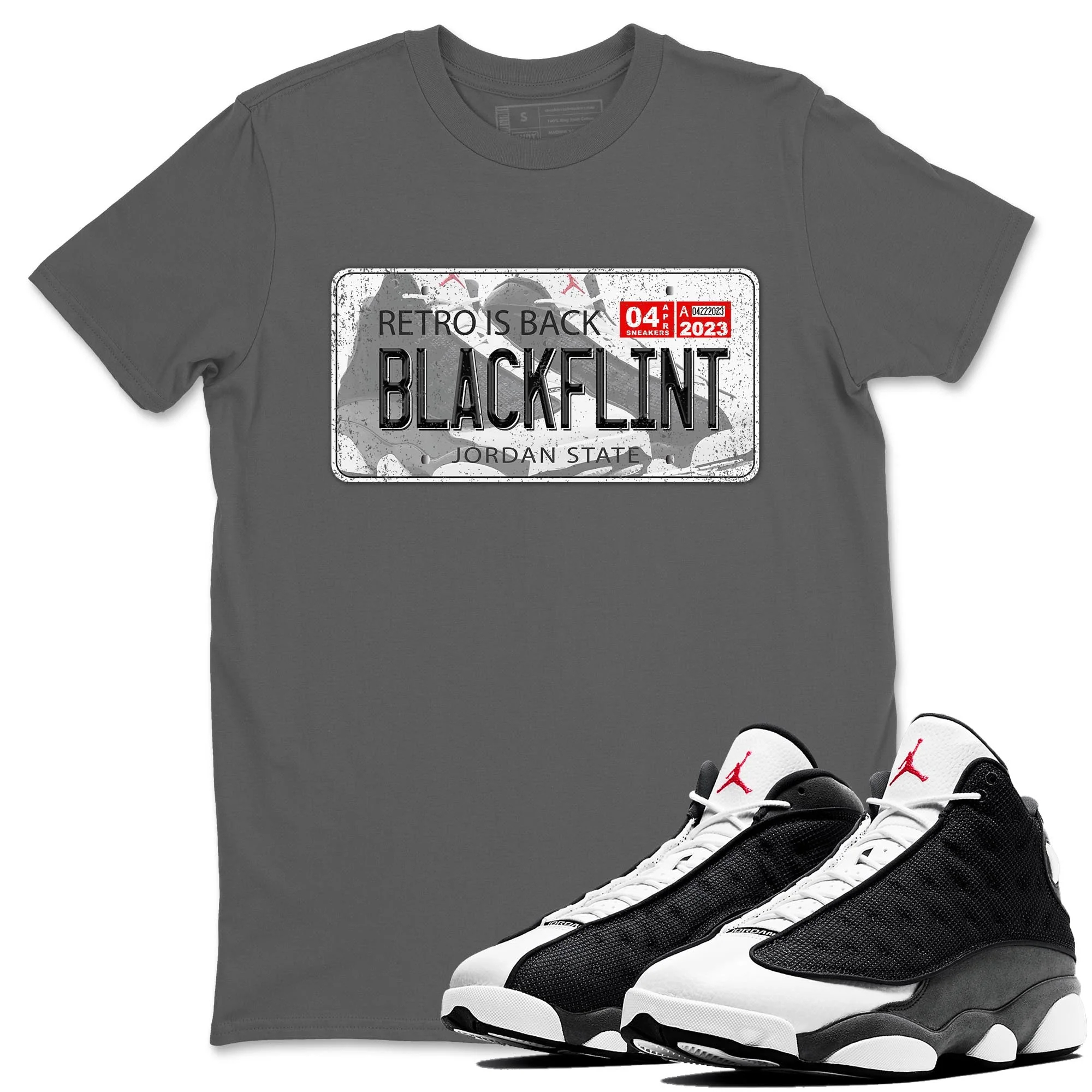 Jordan Plate Unisex Tops - Air Jordan 13 Black Flint