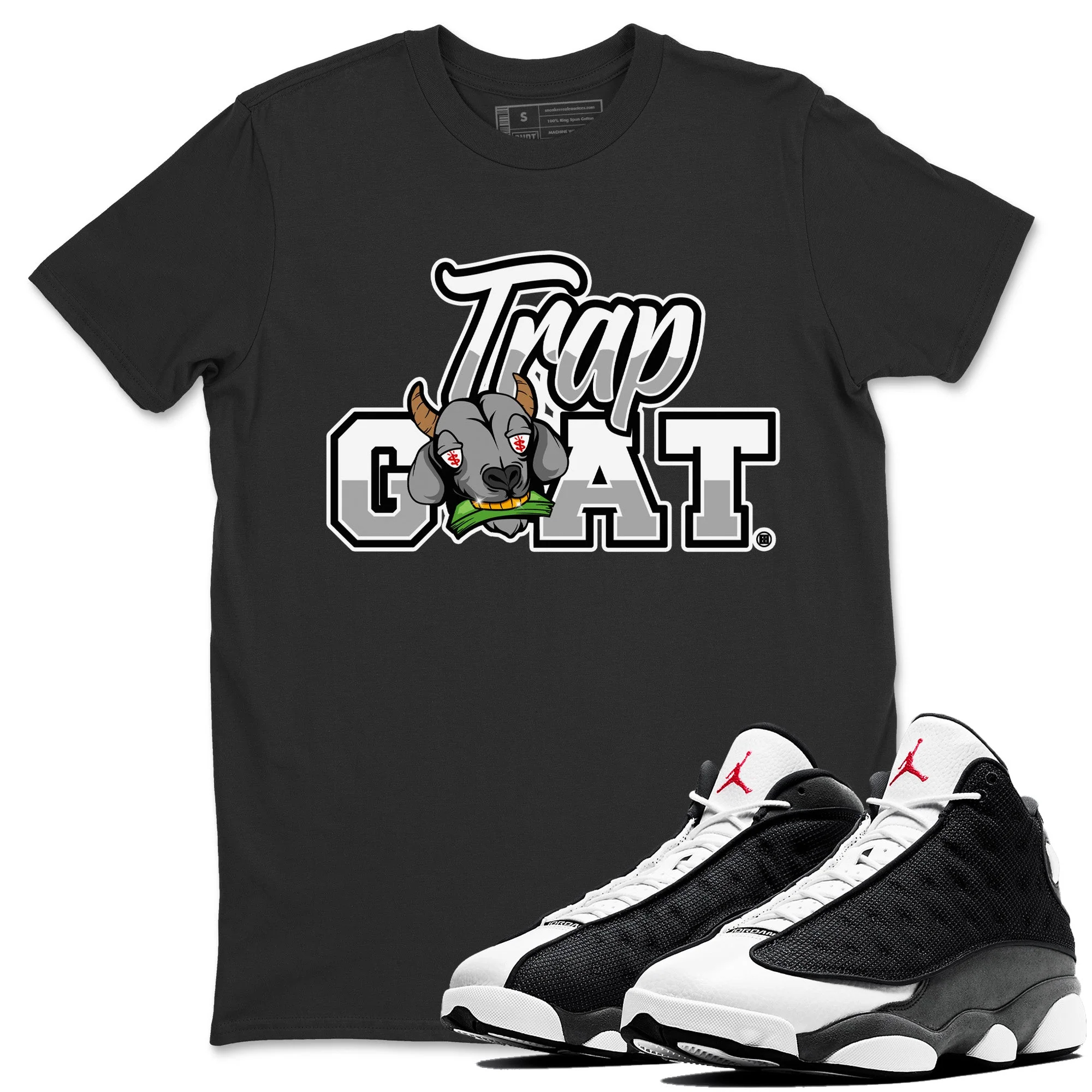 Trap Goat Unisex Tops - Air Jordan 13 Black Flint