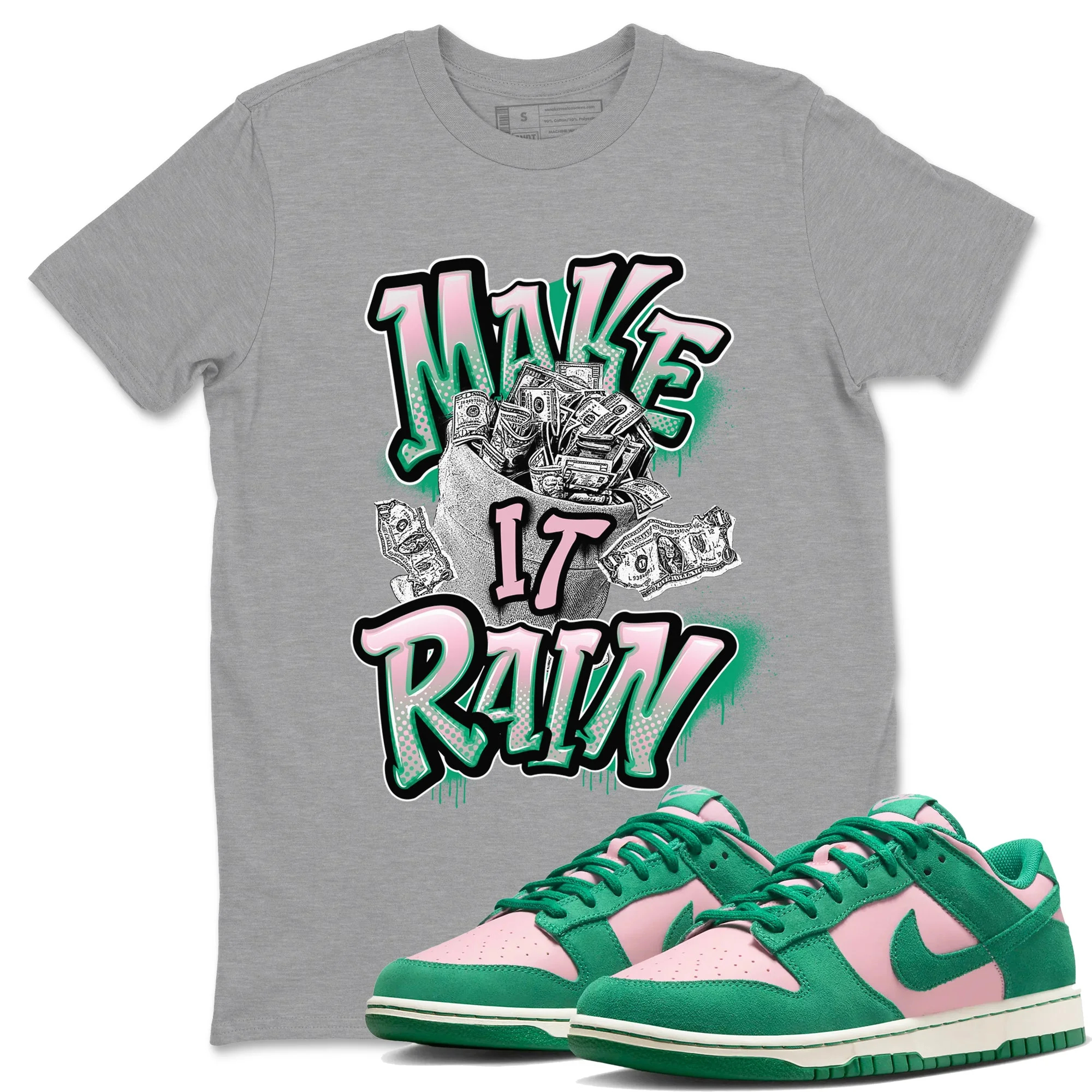 Make It Rain Money Sneaker Tees - Dunk Medium Soft Pink Malachite