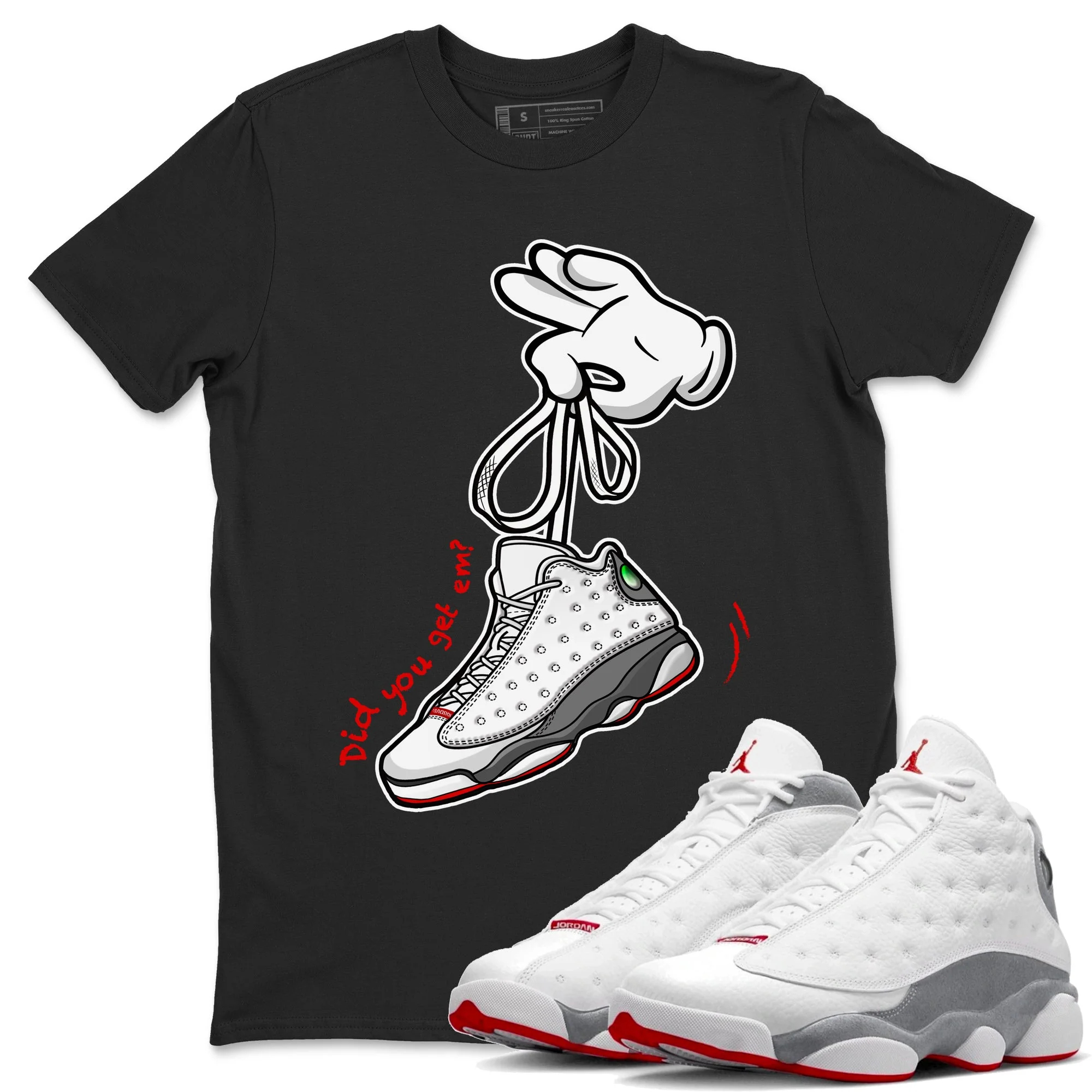 Cartoon Hands Unisex Tops - Air Jordan 13 Wolf Grey