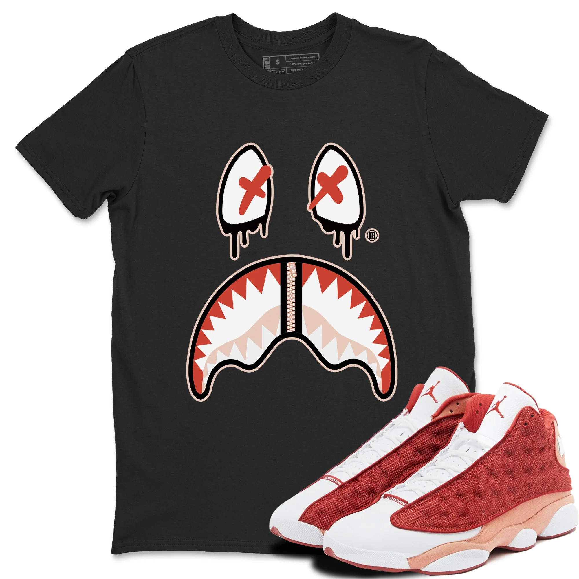 Shark Face Sneaker Tees - Air Jordan 13 Dune Red
