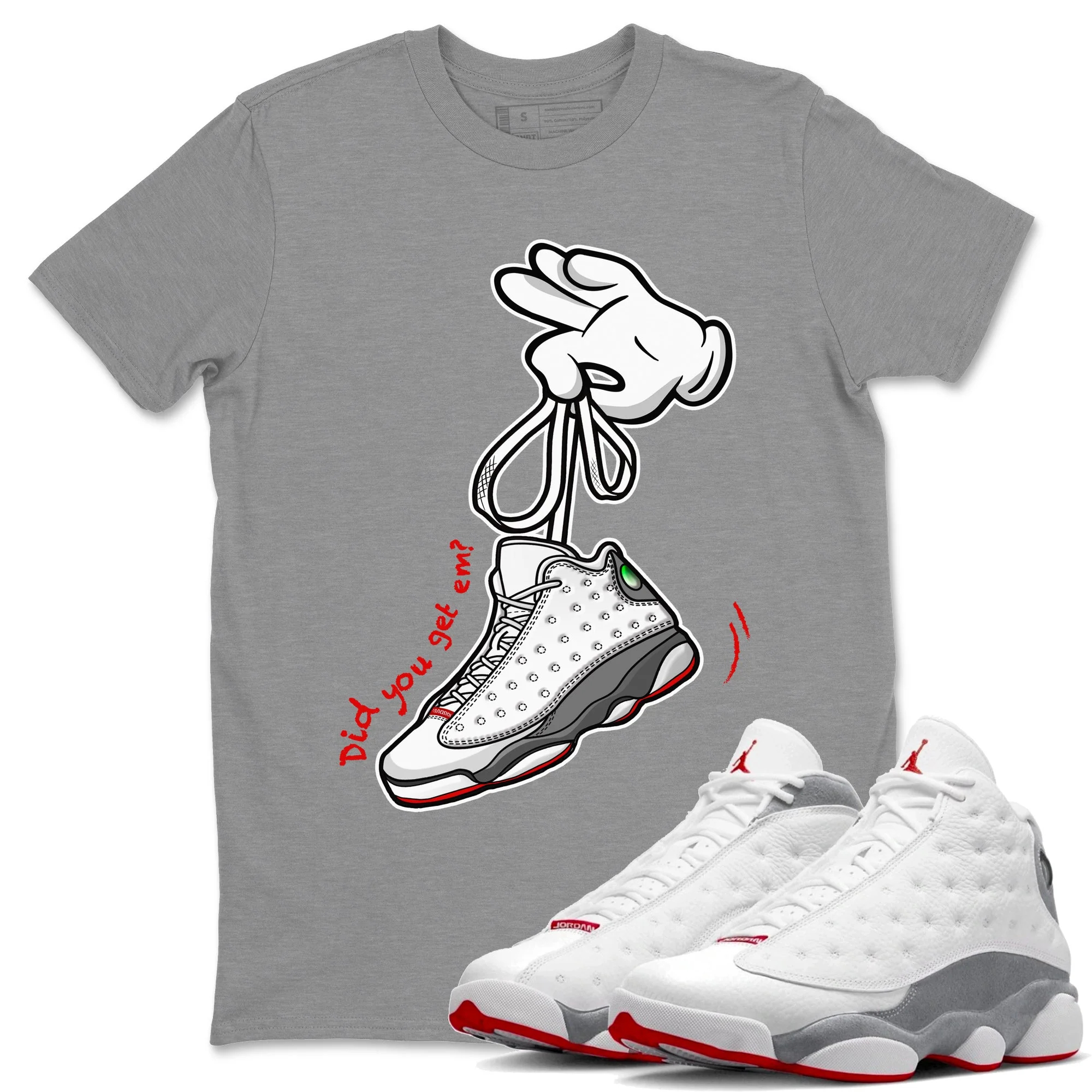 Cartoon Hands Unisex Tops - Air Jordan 13 Wolf Grey
