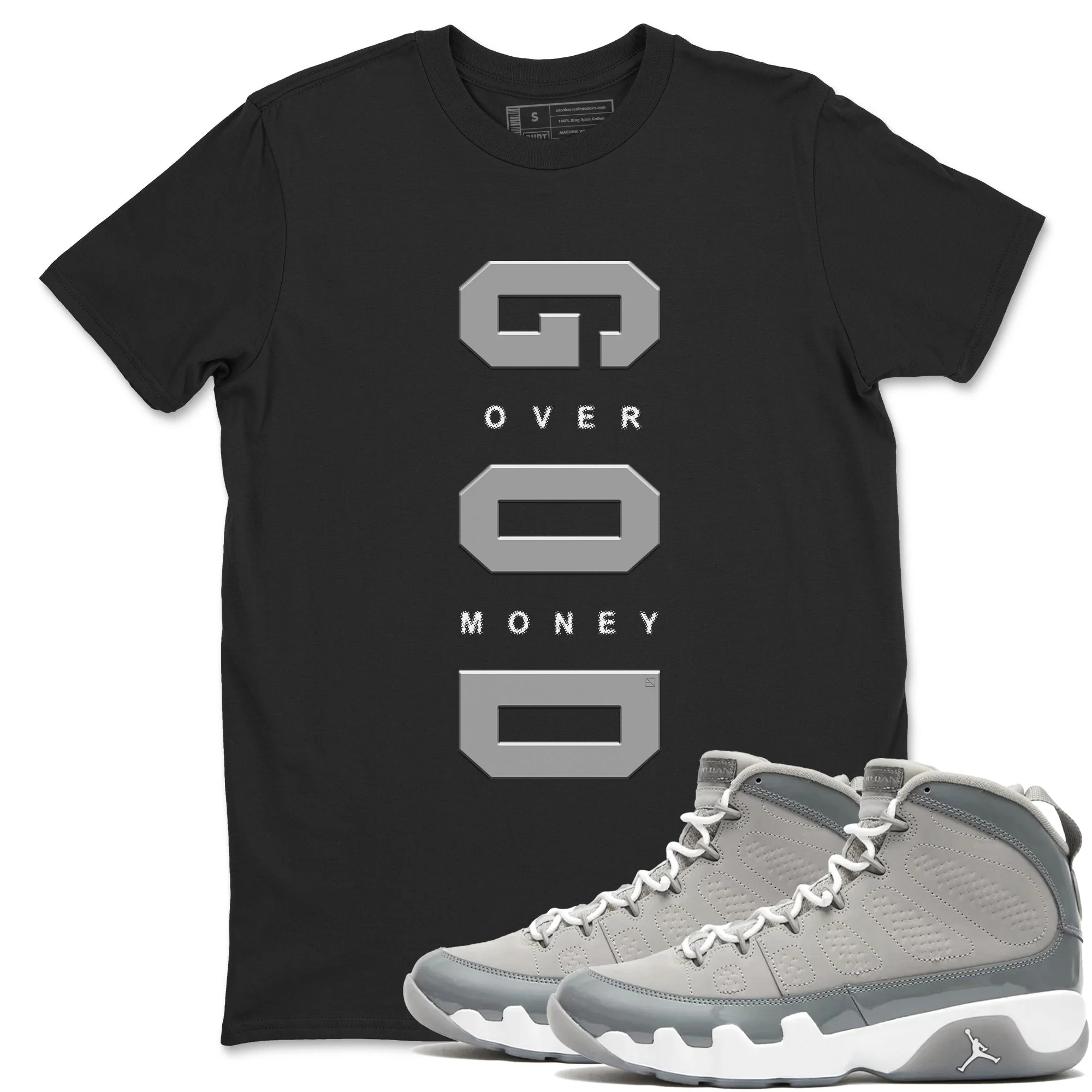 God Over Money Sneaker Tees - Air Jordan 9 Cool Grey