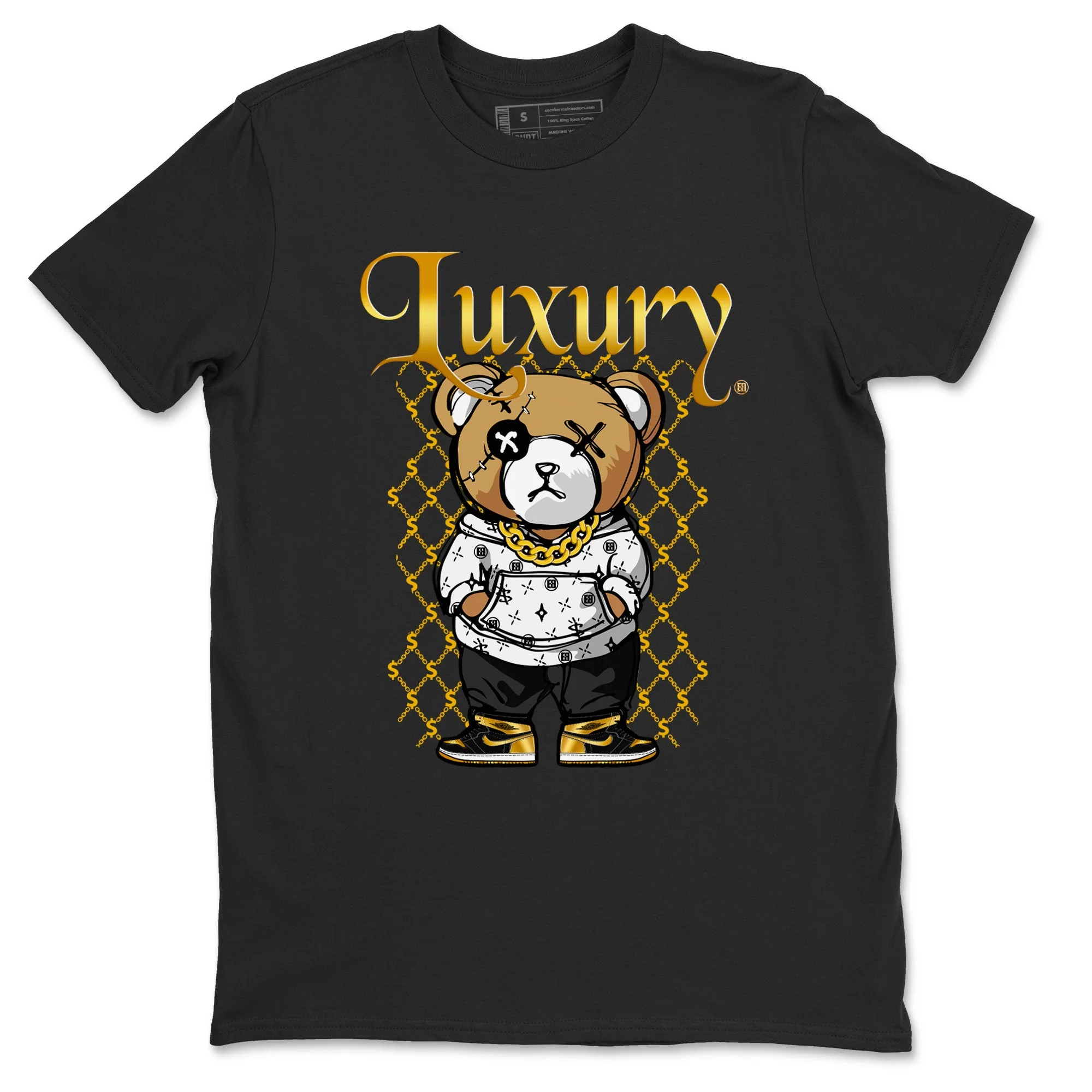 Luxury Bear Sneaker Tees - Air Jordan 1 Black Metallic Gold