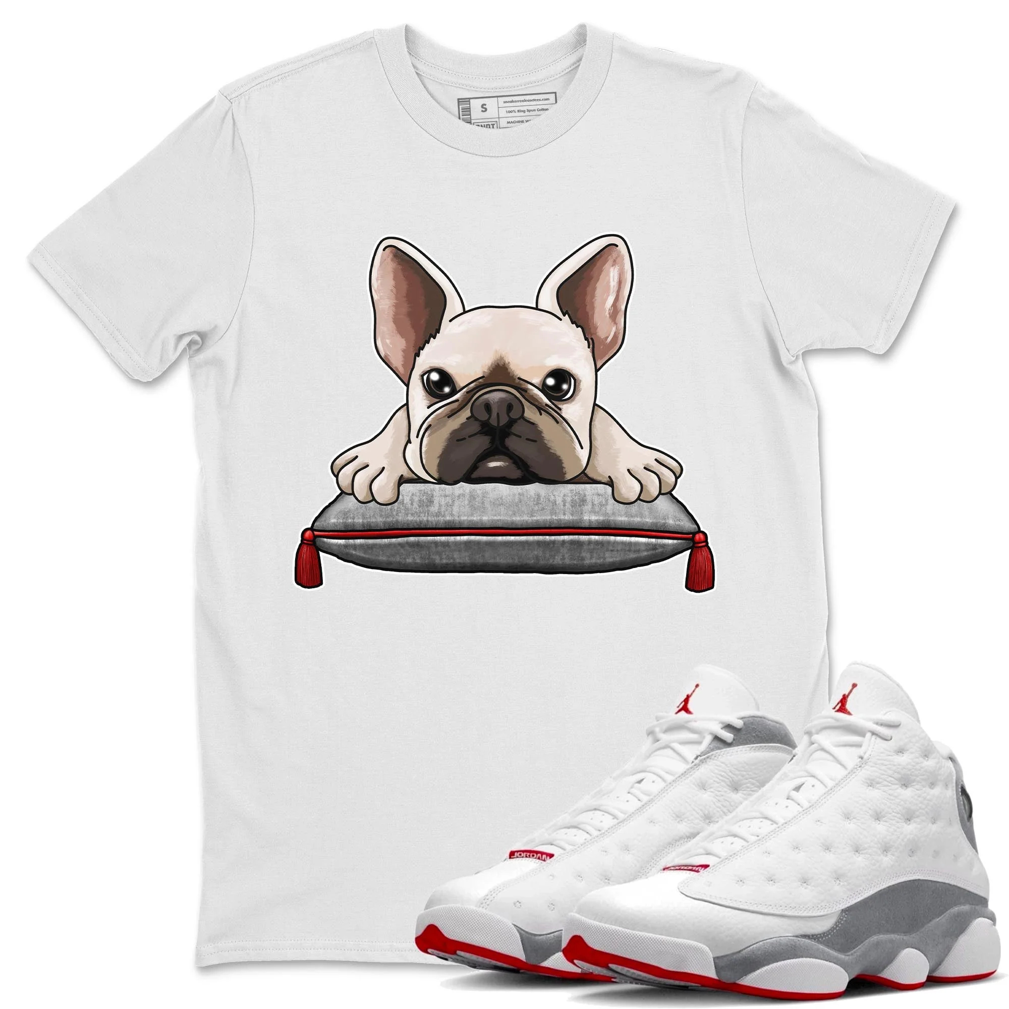 French Bulldog Unisex Tops - Air Jordan 13 Wolf Grey