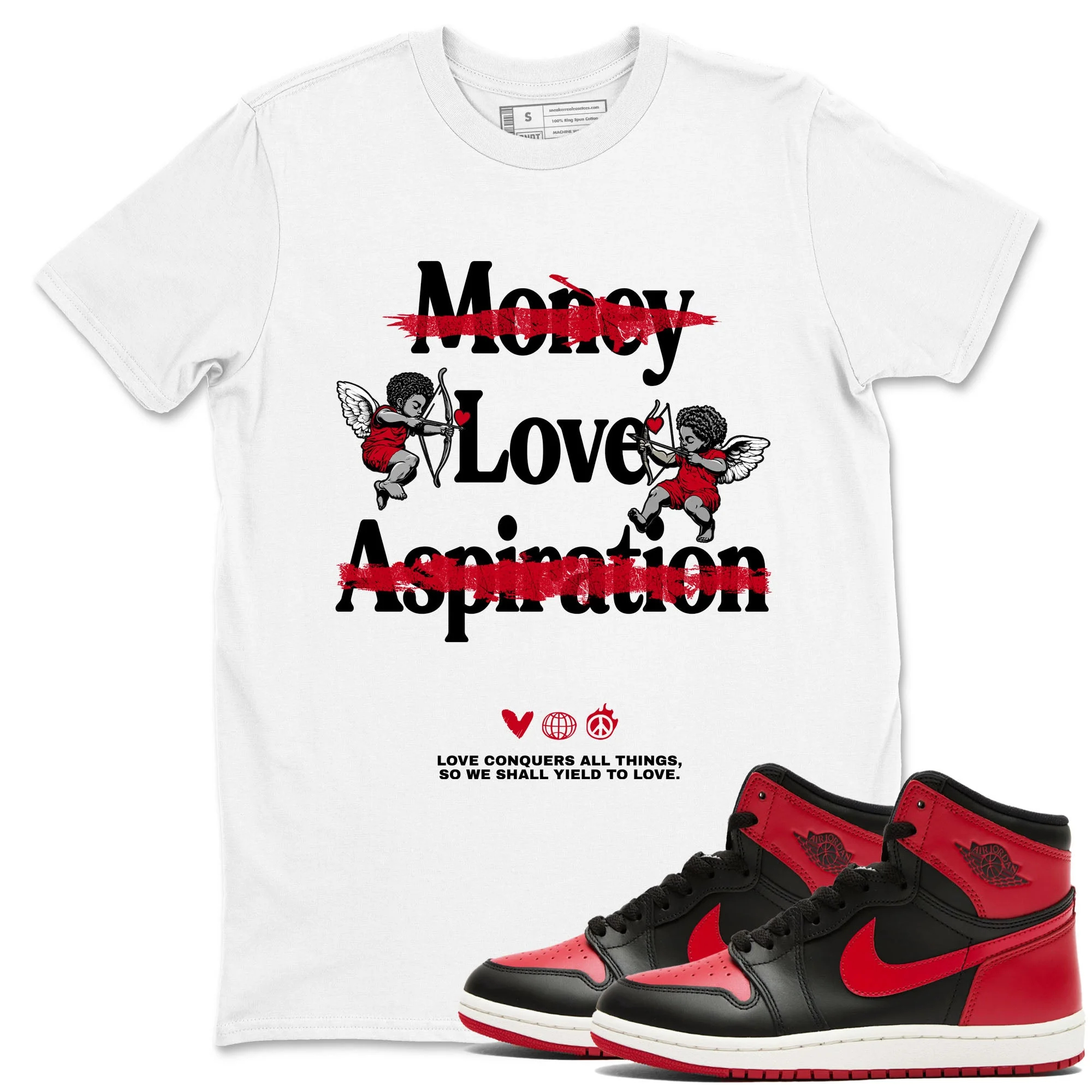 Love Conquers All Things Sneaker Tees - Air Jordan 1 '85 Bred