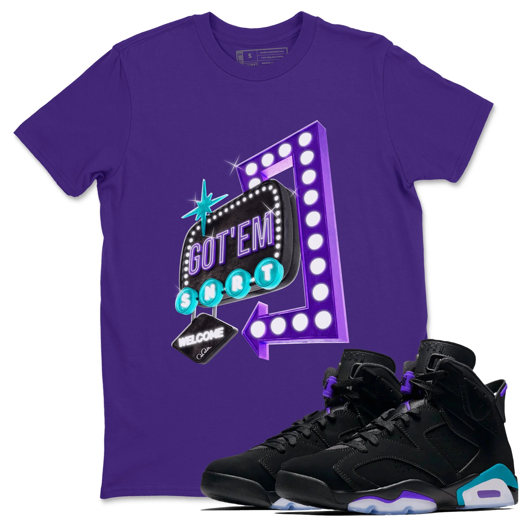 Retro Neon Sign Sneaker Tee - Air Jordan 6 Aqua